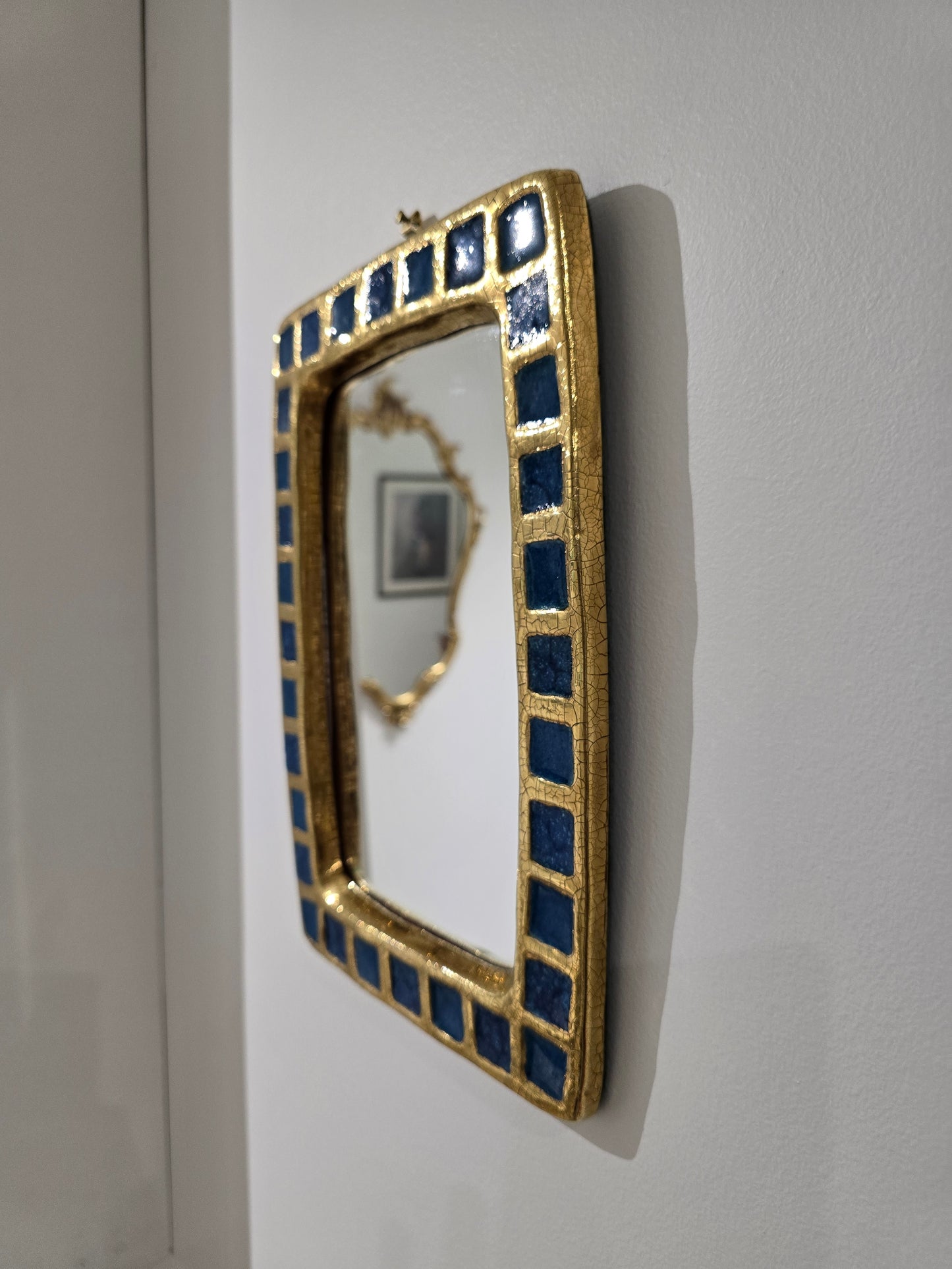 Miroir Mithé Espelt . Or craquelé verre fusion