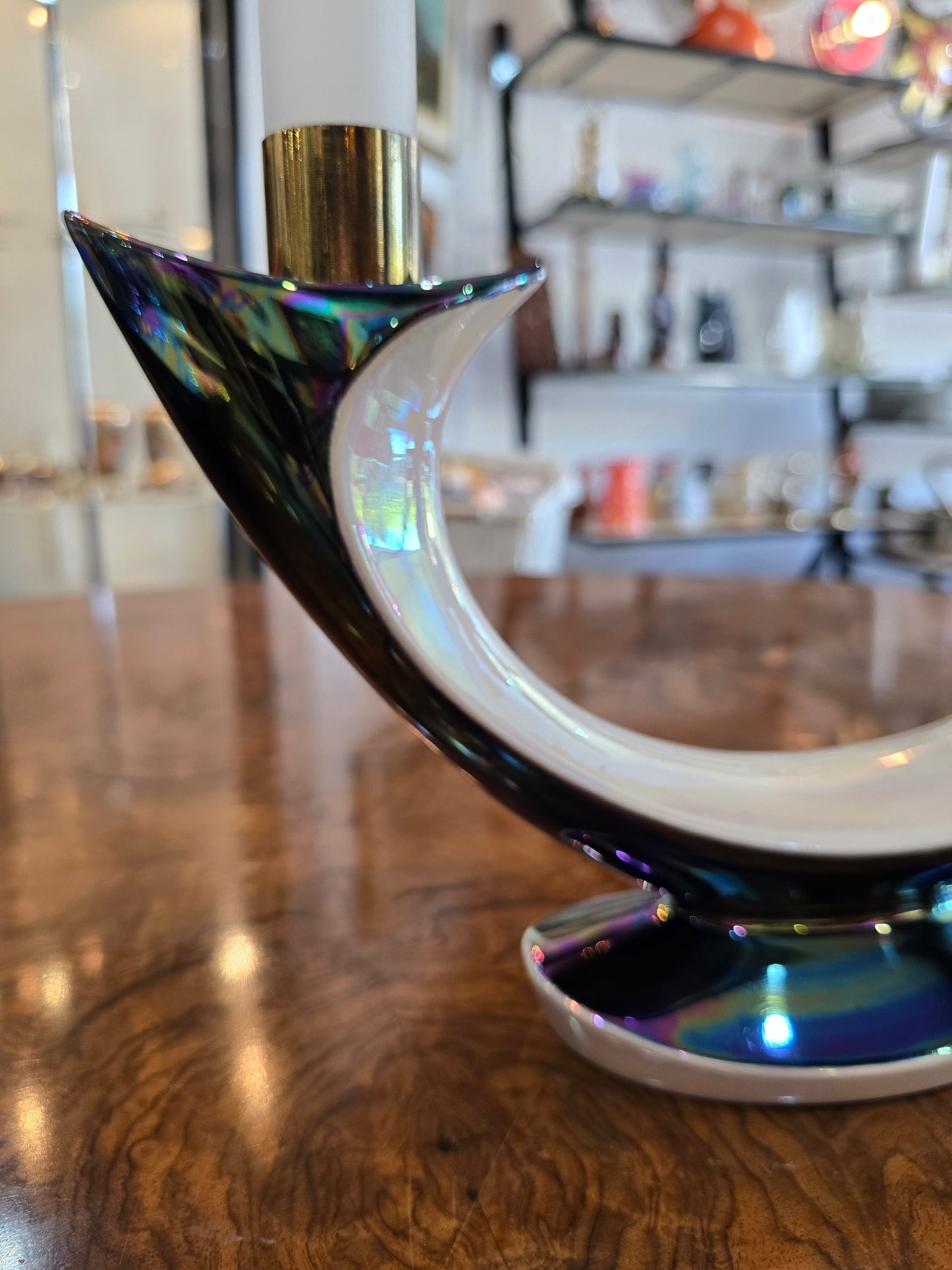 Paire de bougeoirs électriques Verceram – Design Space Age- céramique irisé