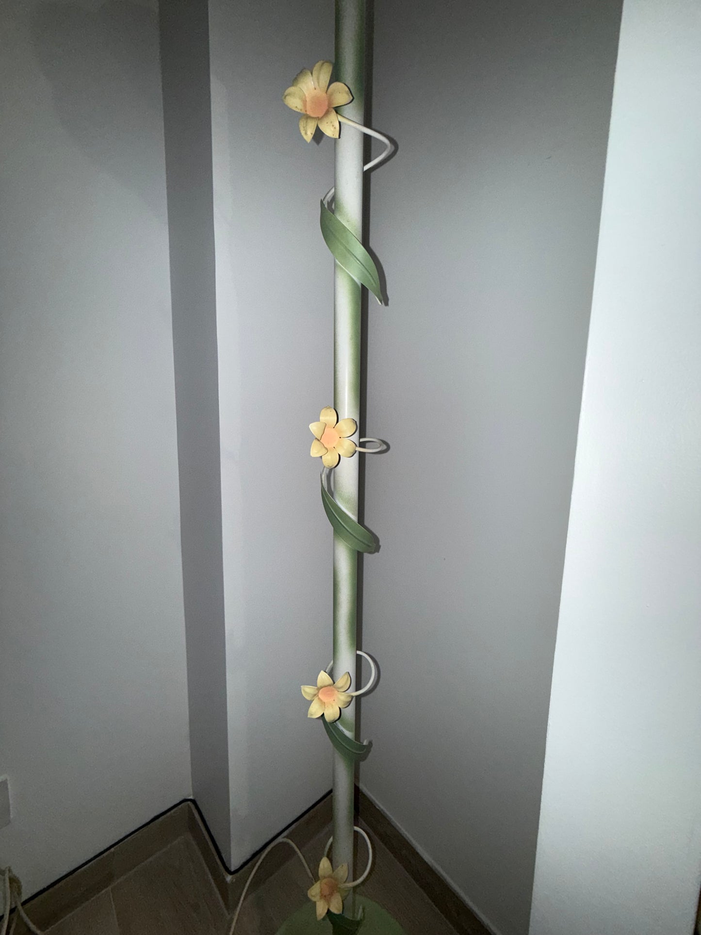 Lampadaire décoratif floral en verre marbré – Style Art Nouveau – Années 1980/1990