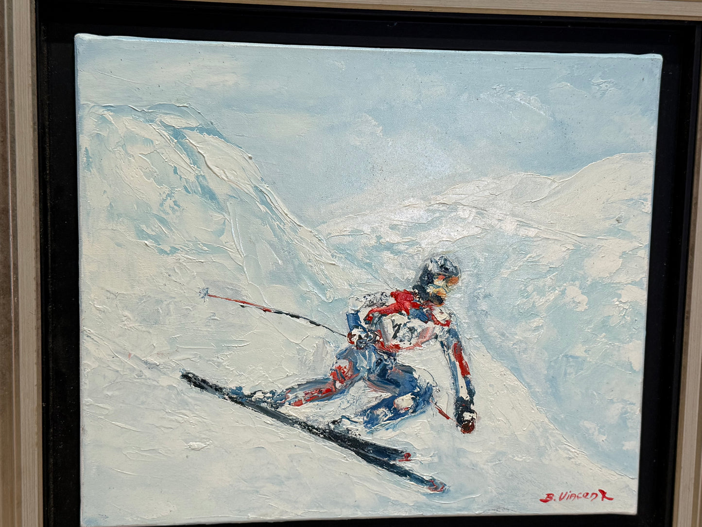 Tableau – “Tous Schuss, Skieur de Méribel” – Bernard Vincent - 46x39