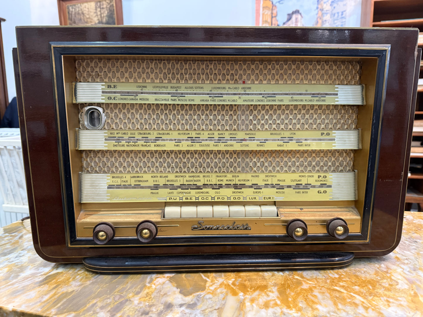 Radio TSF vintage SONNECLAIR à lampes – Multibandes – France – Années 1950