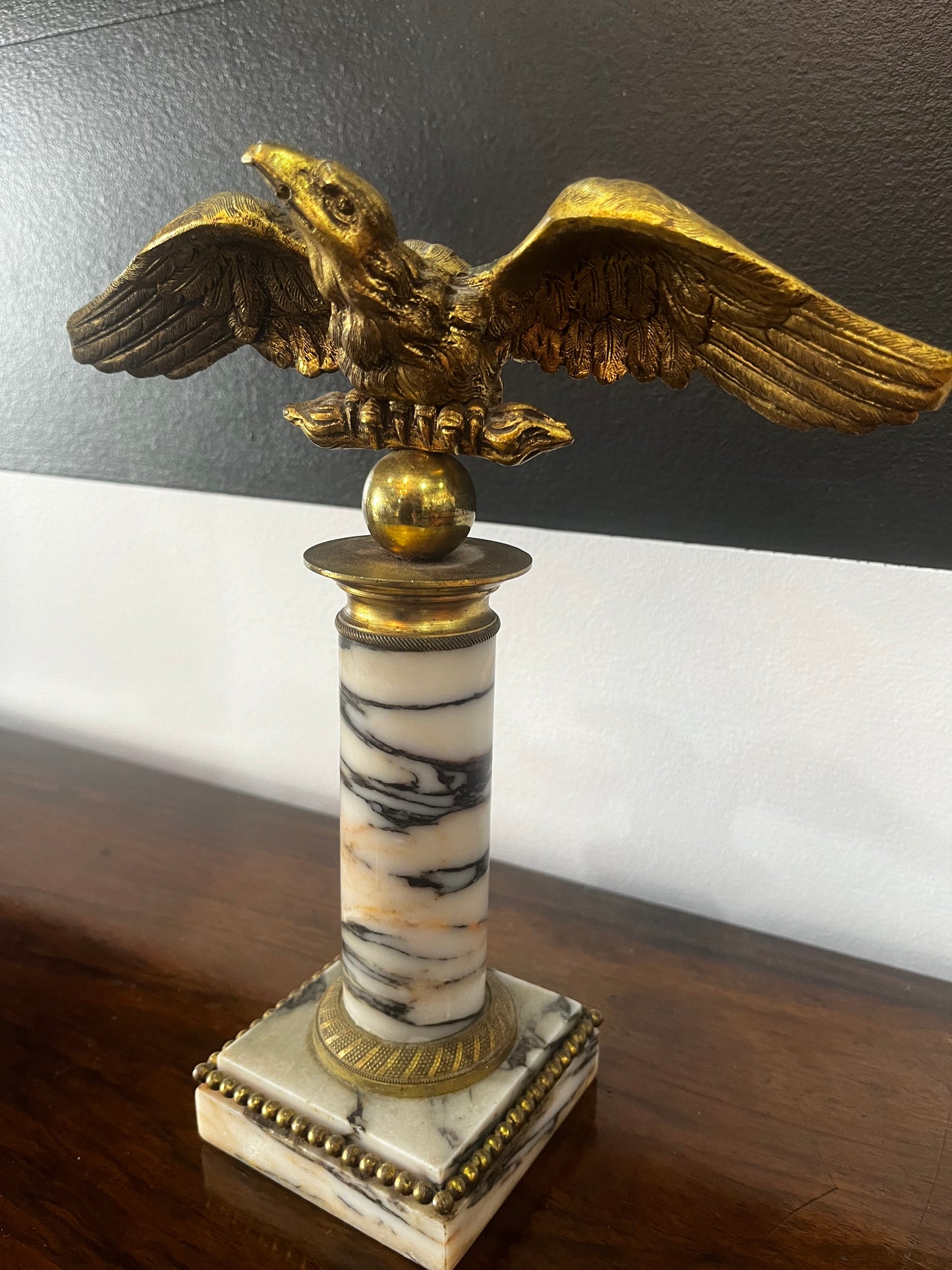 Statuette aigle bronze sur marbre