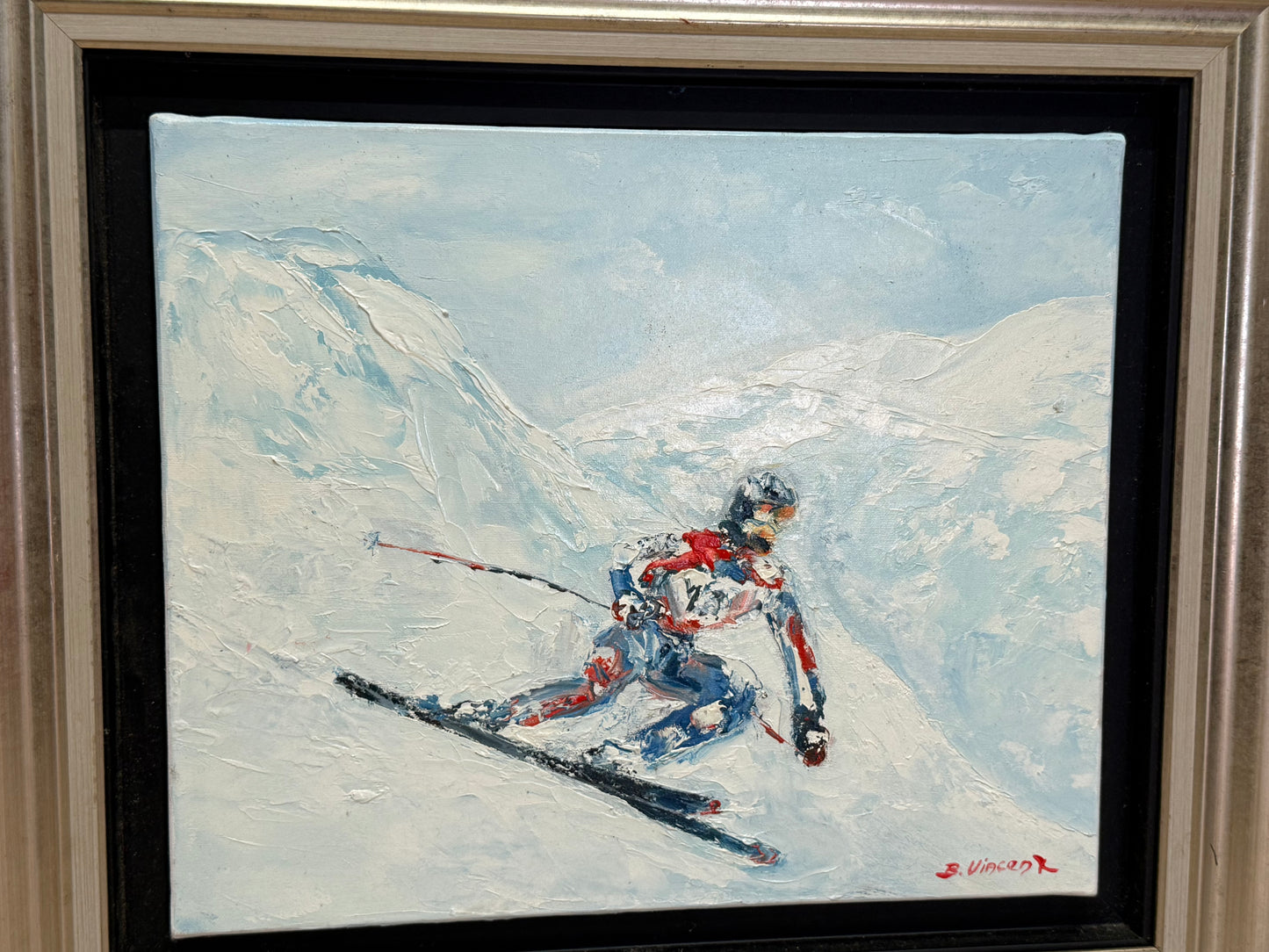Tableau – “Tous Schuss, Skieur de Méribel” – Bernard Vincent - 46x39