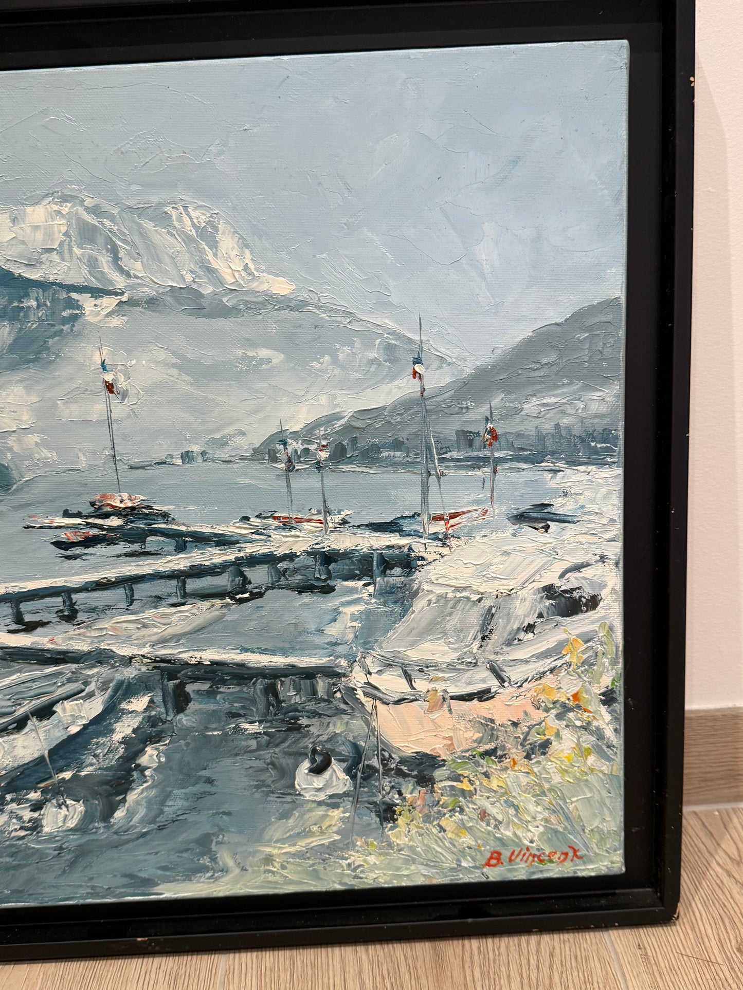 Tableau – “Port de Sevrier, Lac d’Annecy” – Bernard Vincent - 55x46