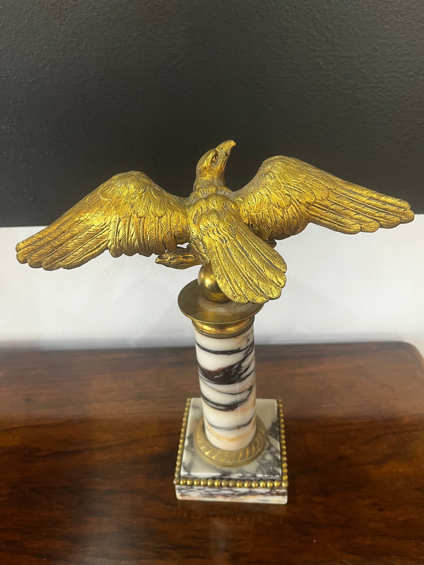 Statuette aigle bronze sur marbre