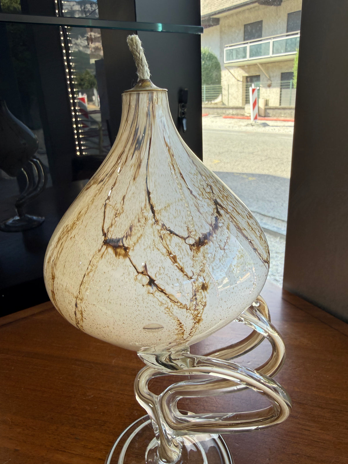 Lampe à huile sculpturale « Jellyfish » en verre soufflé marbré – Józefina Krosno, Pologne (c. 1980)