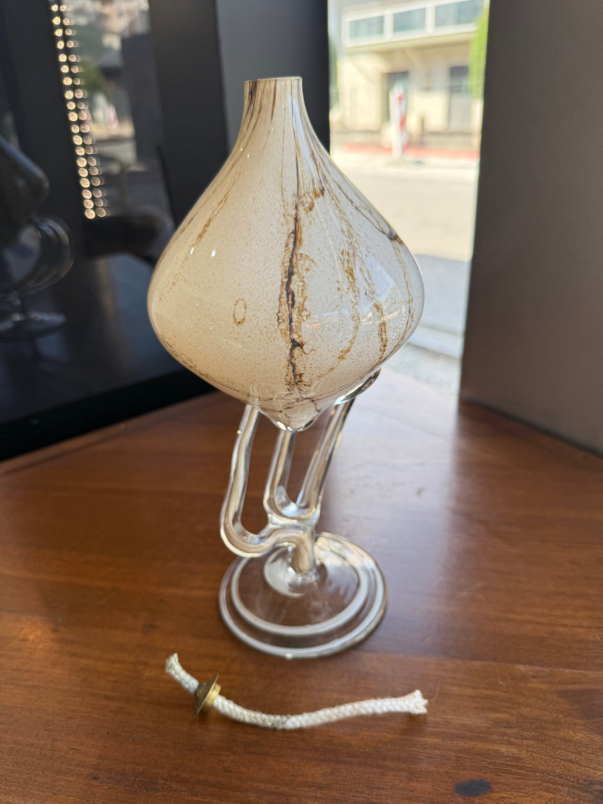 Lampe à huile sculpturale « Jellyfish » en verre soufflé marbré – Józefina Krosno, Pologne (c. 1980)