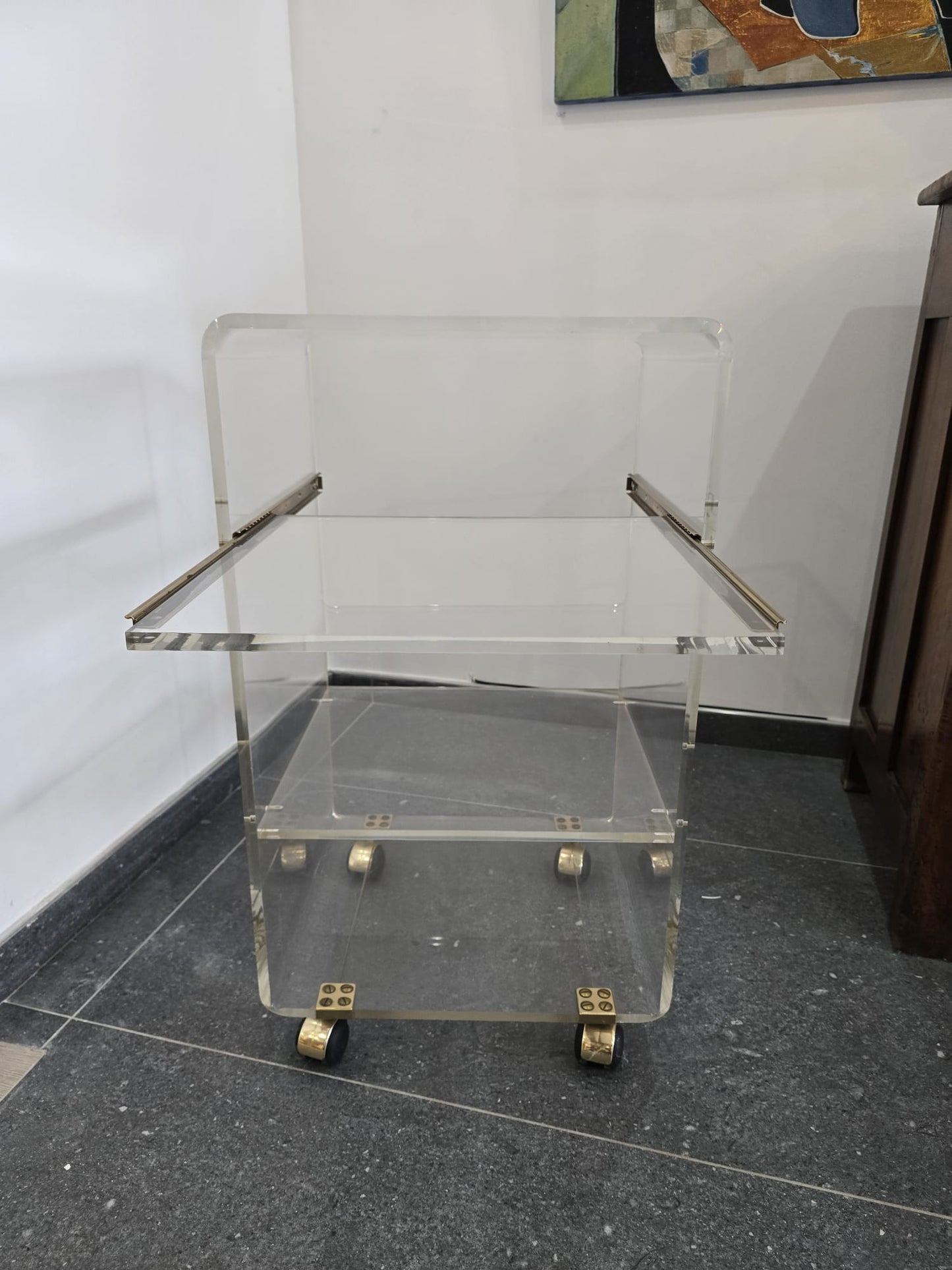 Desserte roulante en plexiglas – Marais International – années 1970-1980