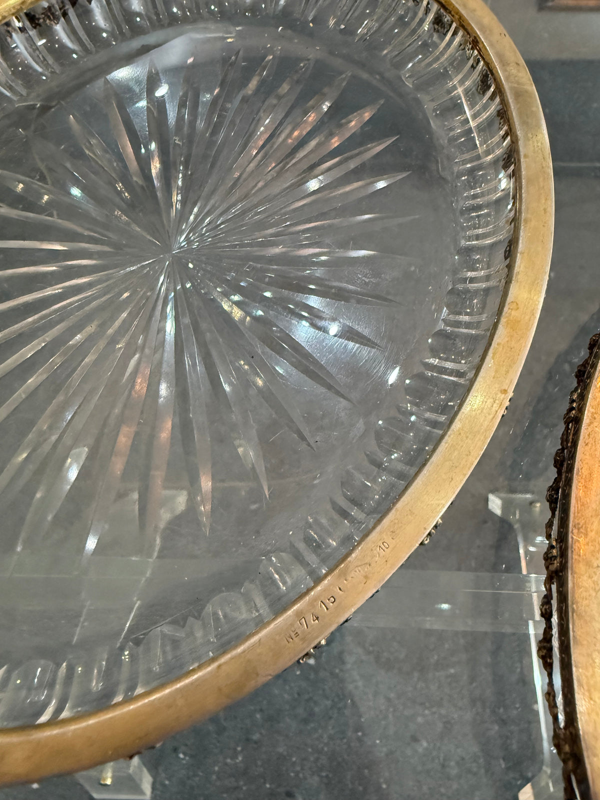 Paire de Plat en cristal taillé et monture argent massif 800 allemagne Fin XIXe