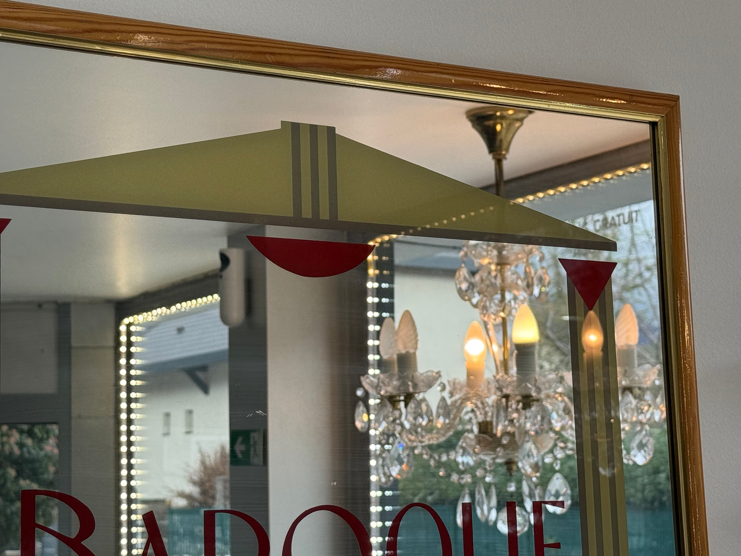 Miroir publicitaire vintage « Baroque » – Composition graphique Art déco, années 1930–1950