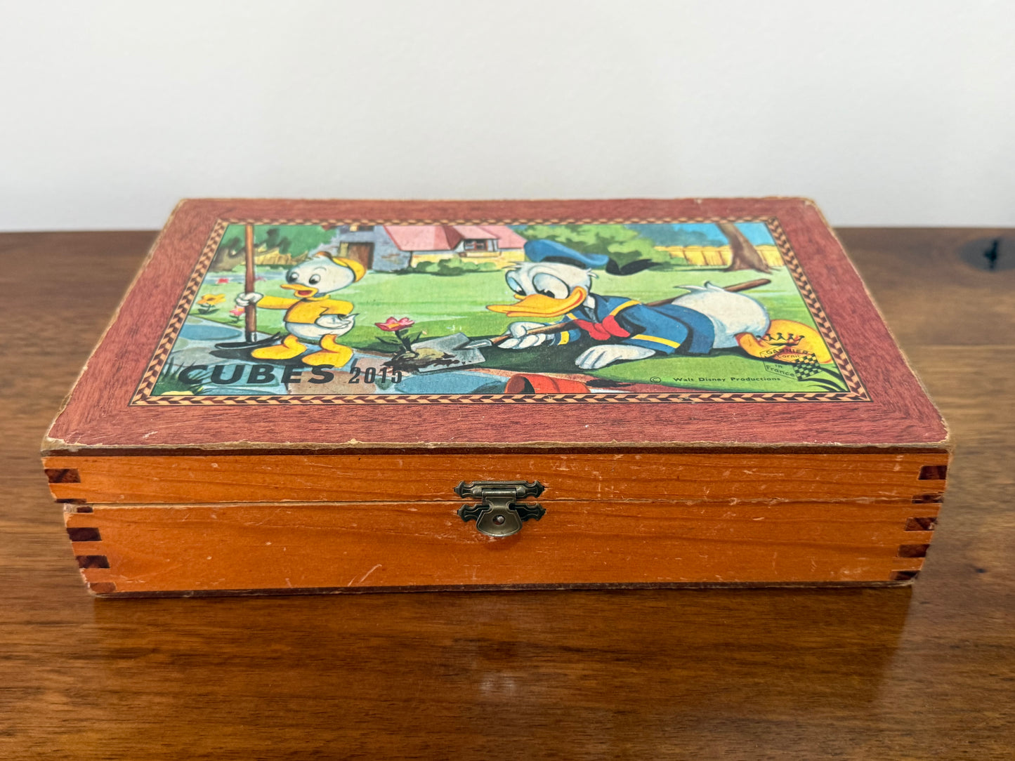 Jeu de cubes puzzle Disney vintage en bois – Mickey, Donald, Pluto et les neveux – Coffret ancien