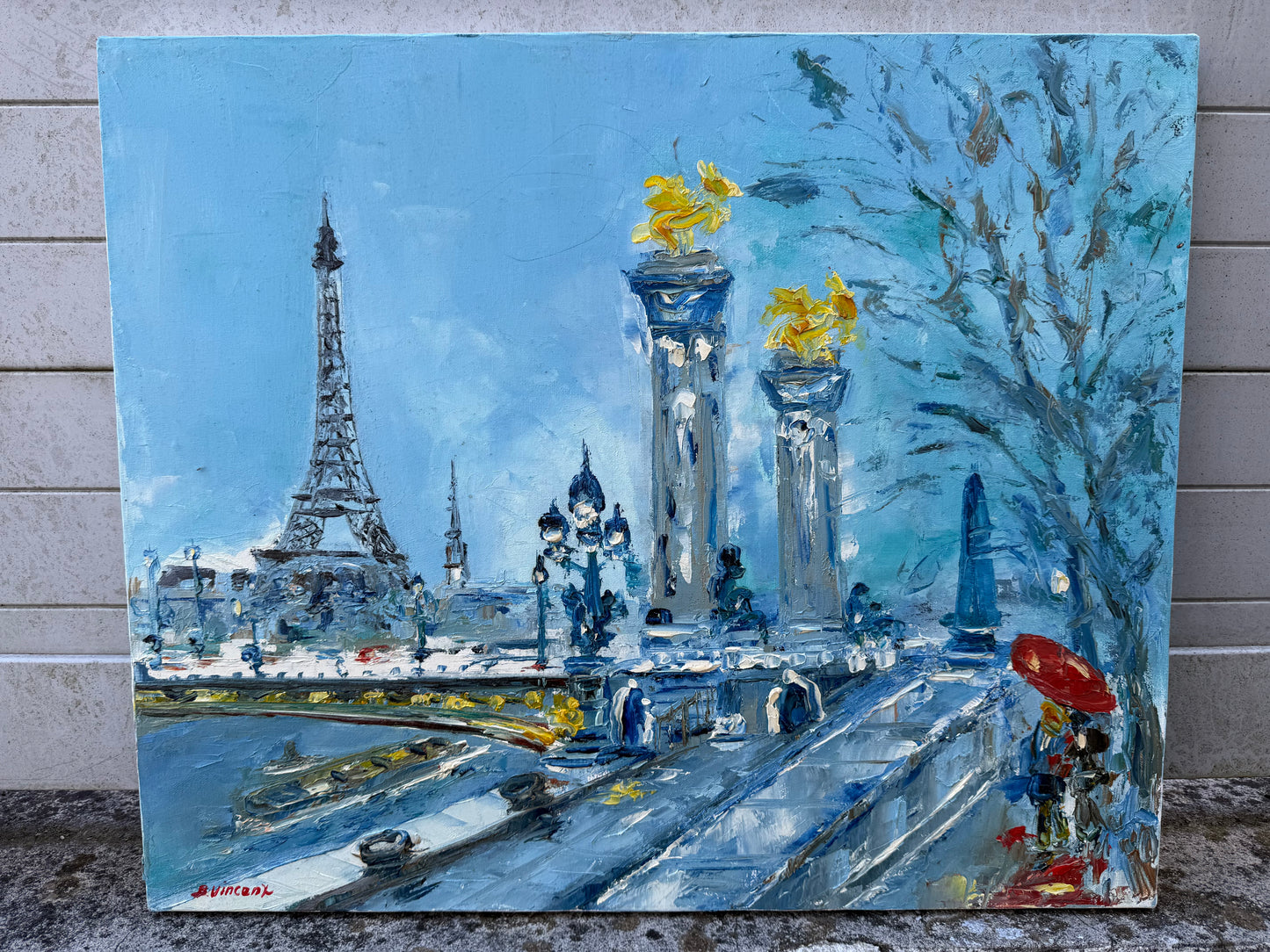 Tableau de Paris signé Bernard Vincent – Huile sur toile – 65 x 55 cm