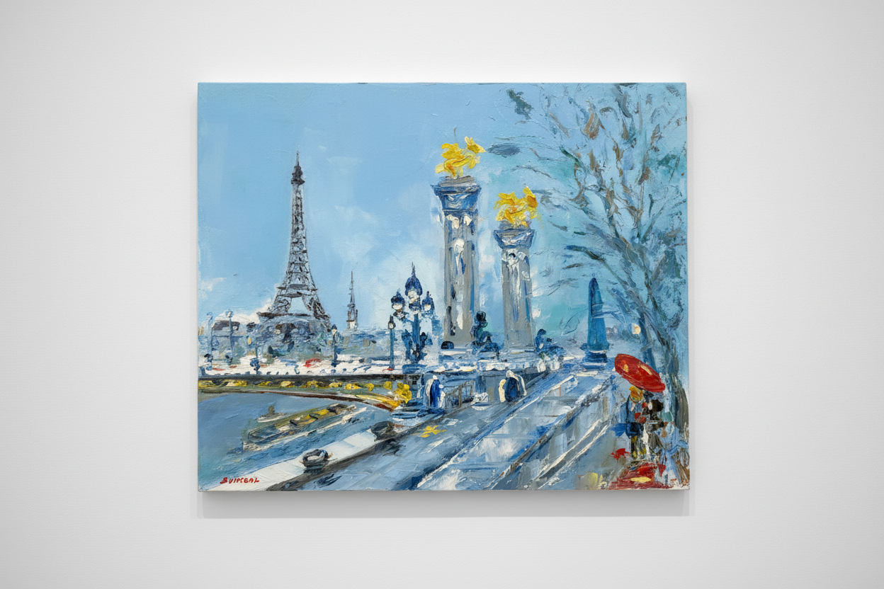 Tableau de Paris signé Bernard Vincent – Huile sur toile – 65 x 55 cm