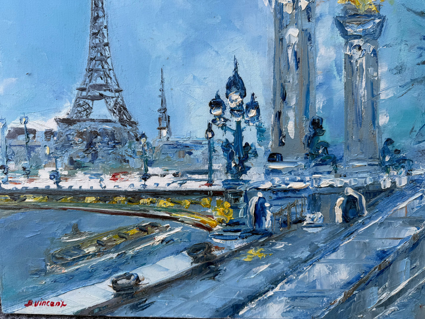 Tableau de Paris signé Bernard Vincent – Huile sur toile – 65 x 55 cm