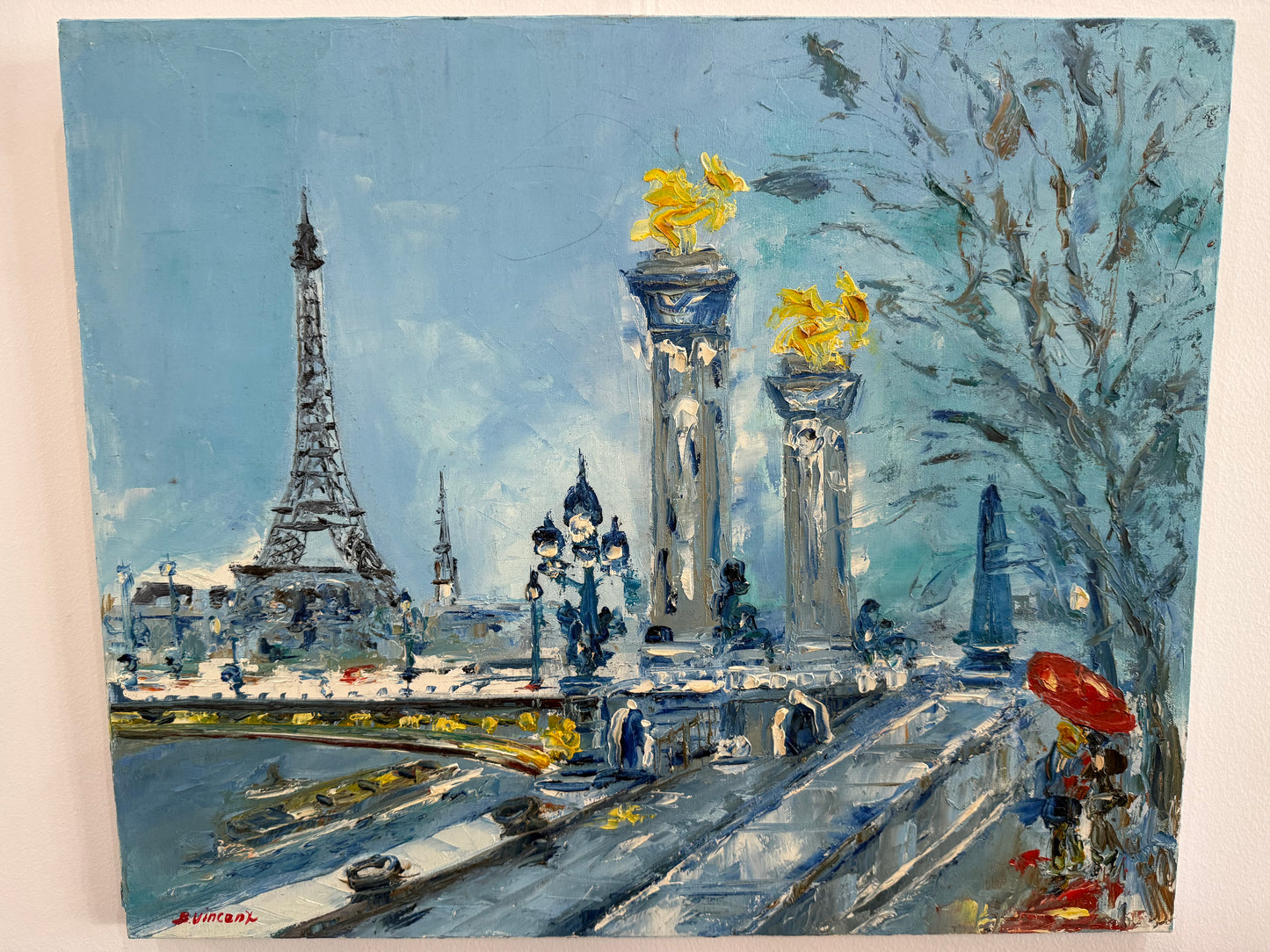 Tableau de Paris signé Bernard Vincent – Huile sur toile – 65 x 55 cm