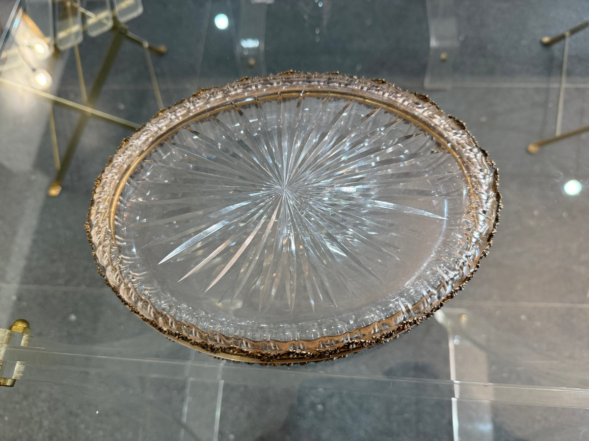 Paire de Plat en cristal taillé et monture argent massif 800 allemagne Fin XIXe