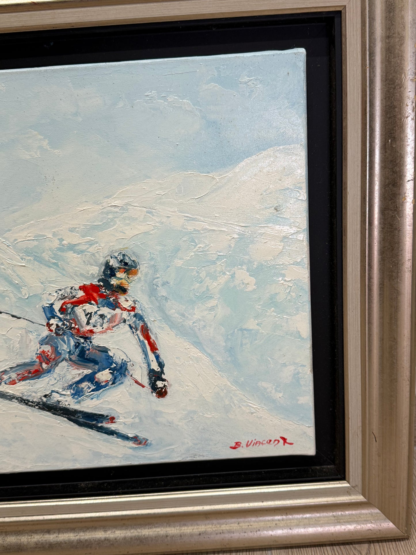Tableau – “Tous Schuss, Skieur de Méribel” – Bernard Vincent - 46x39