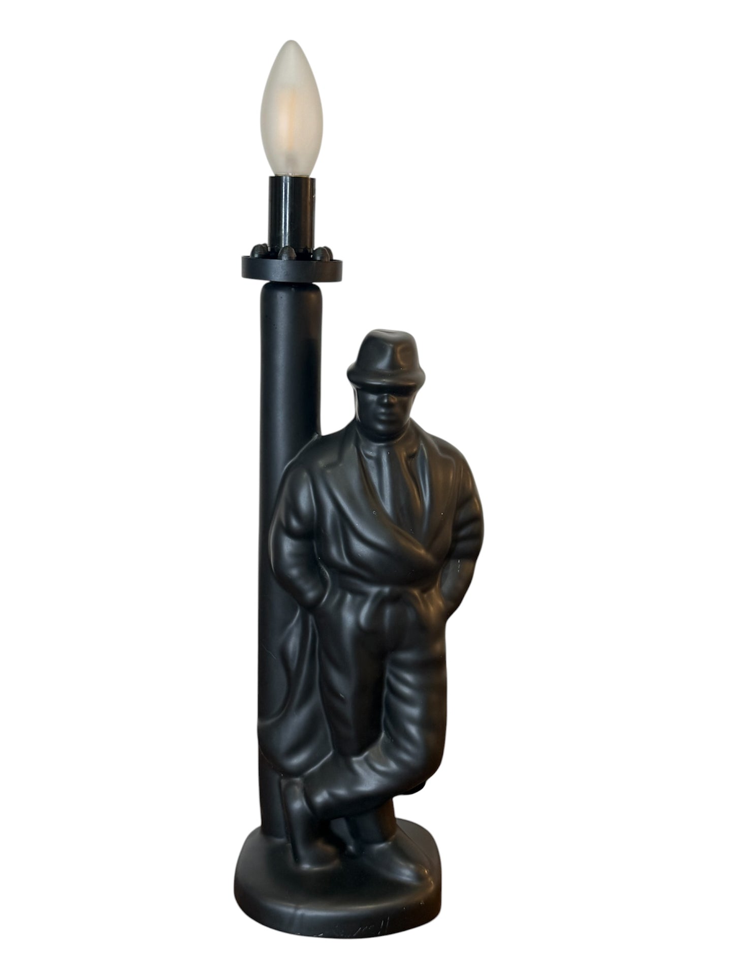 Lampe de table Art Déco en céramique noire – Personnage stylisé – 50 cm
