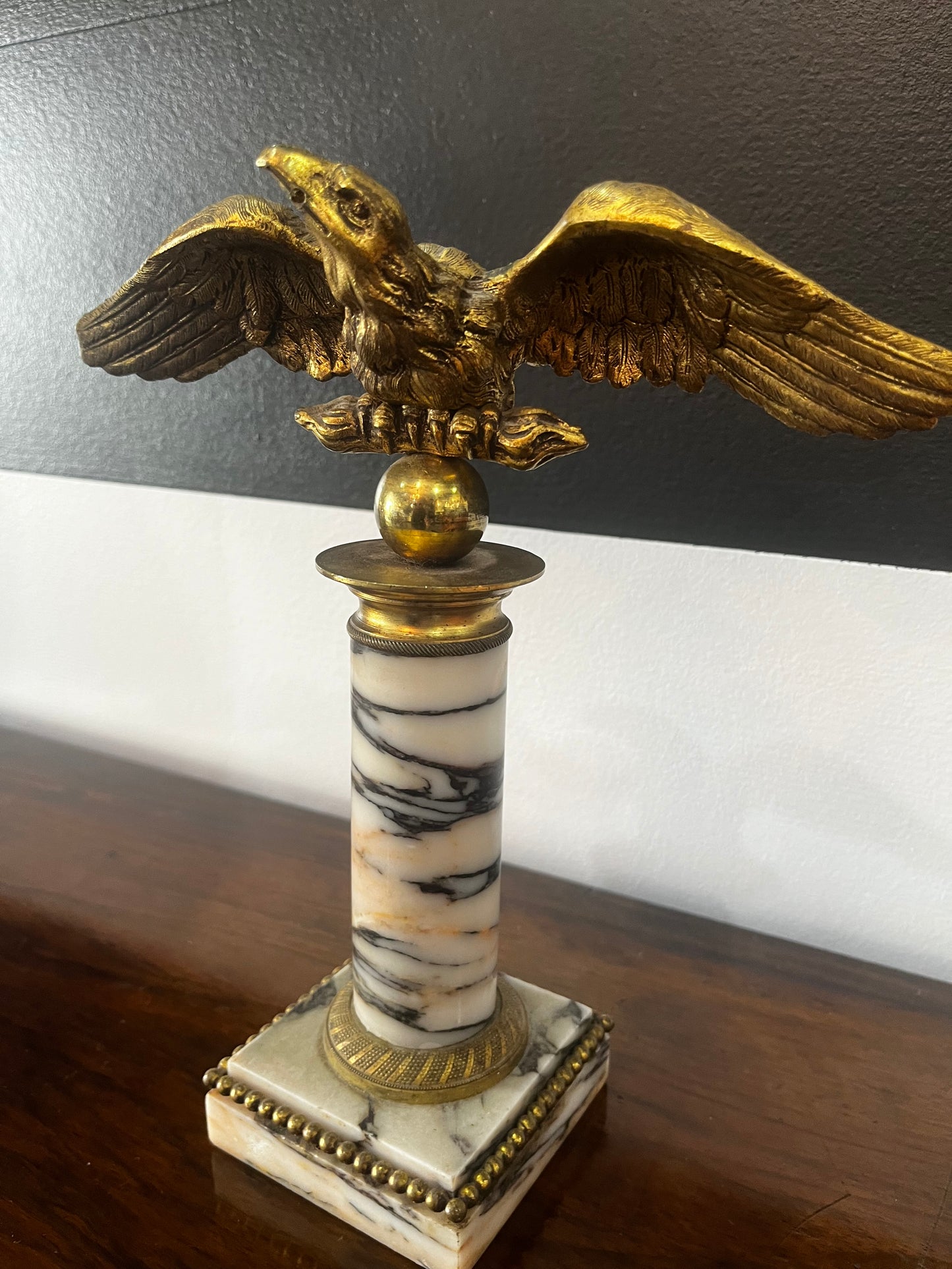 Statuette aigle bronze sur marbre