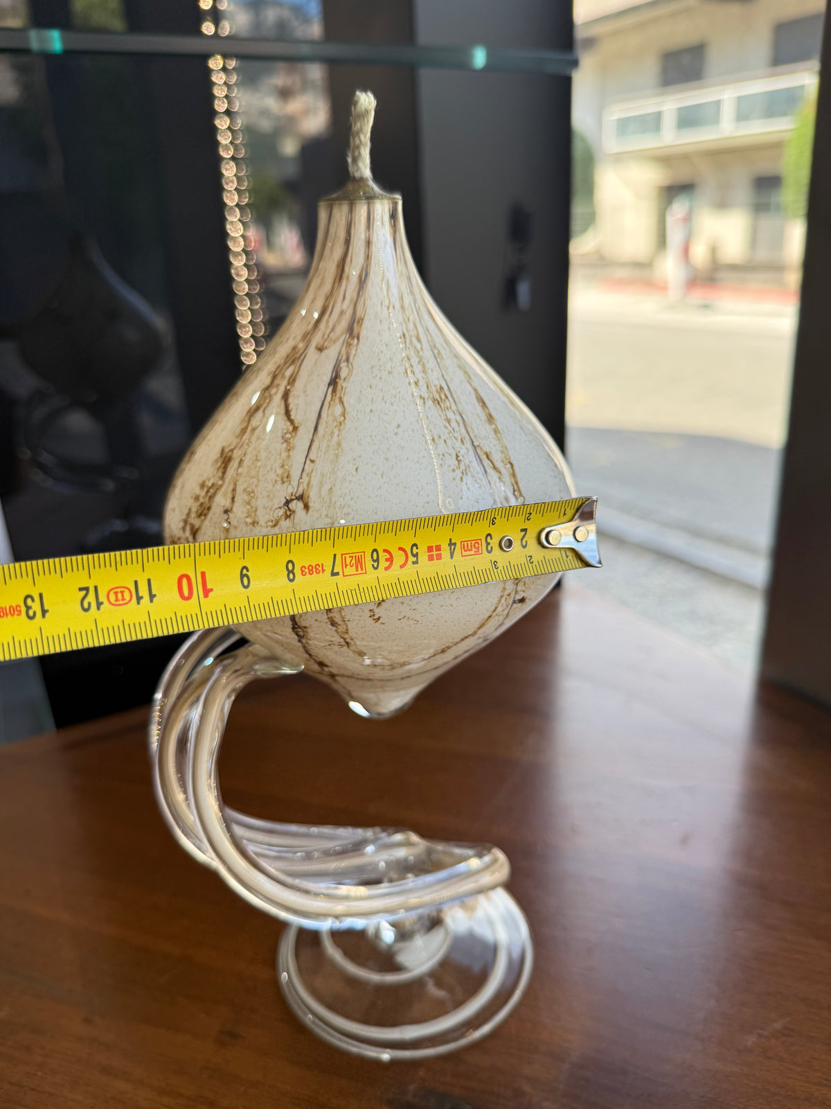 Lampe à huile sculpturale « Jellyfish » en verre soufflé marbré – Józefina Krosno, Pologne (c. 1980)