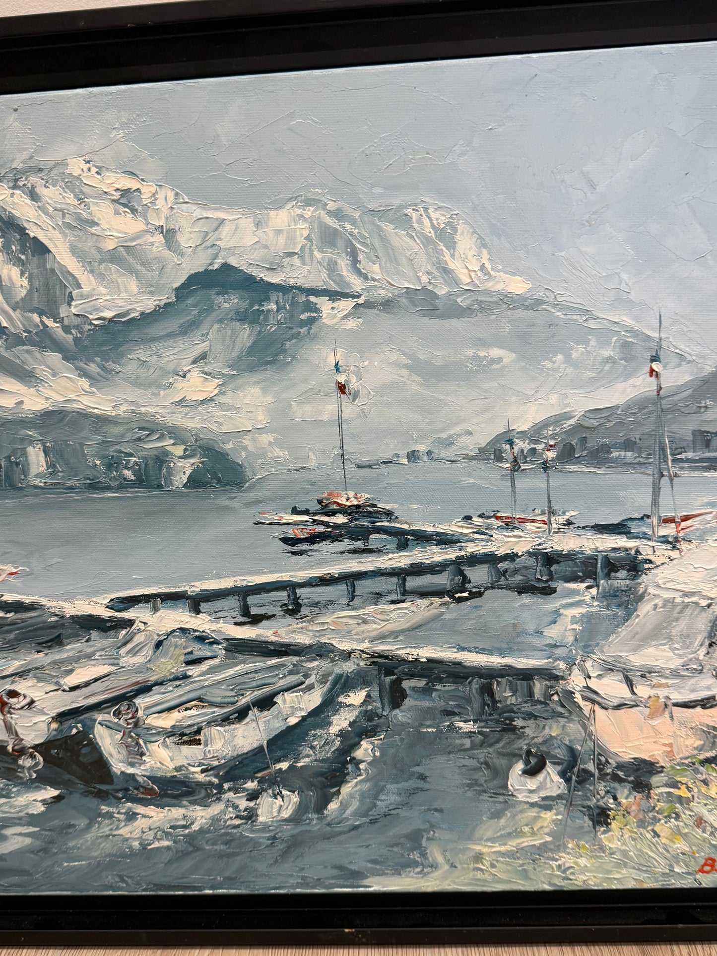 Tableau – “Port de Sevrier, Lac d’Annecy” – Bernard Vincent - 55x46