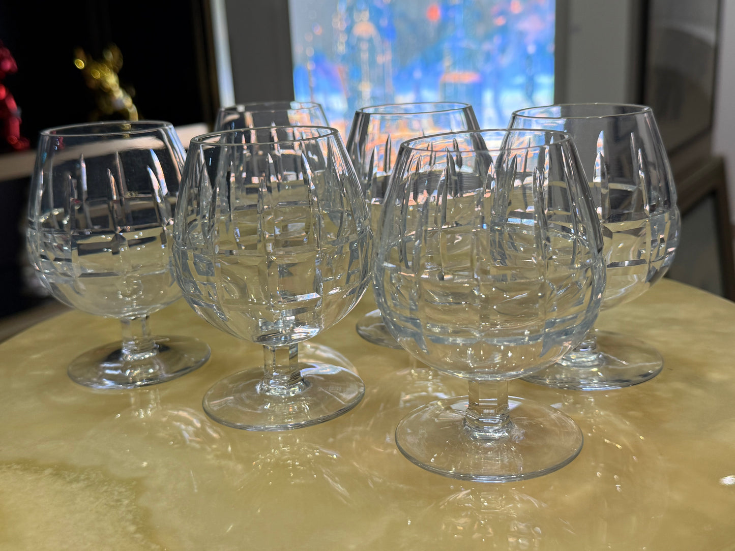 Lot de 6 Verres à Cognac / Digestif en Cristal Taillé – 10 cm