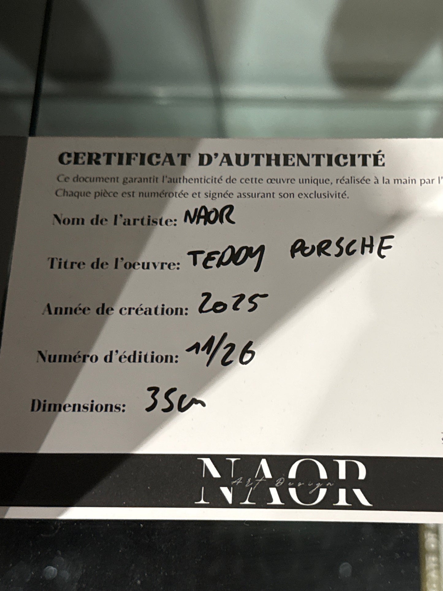 Teddy Bear Porsche – Édition Limitée 11/26 – 35 cm – Design Auto & Art Pop