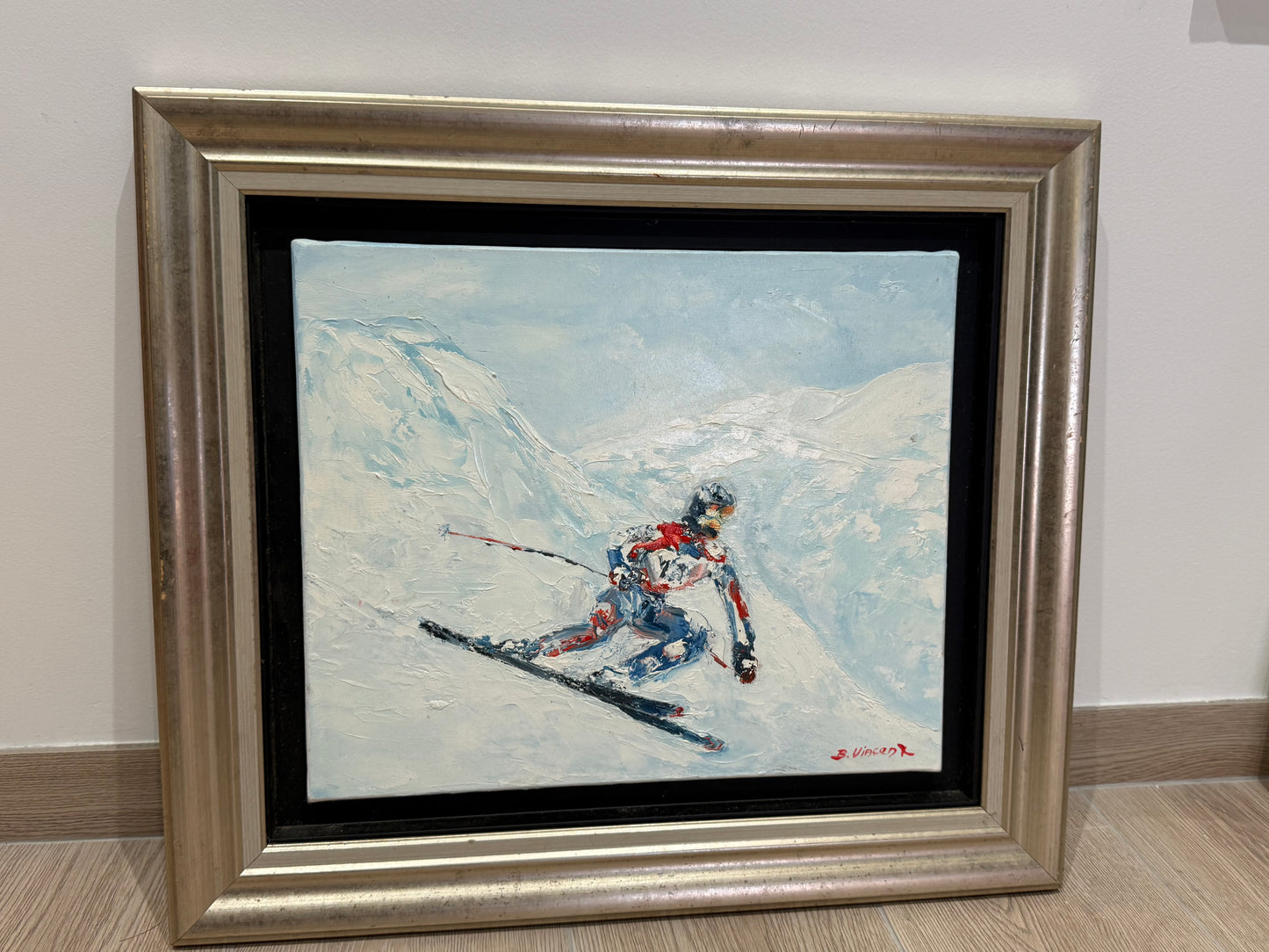 Tableau – “Tous Schuss, Skieur de Méribel” – Bernard Vincent - 46x39