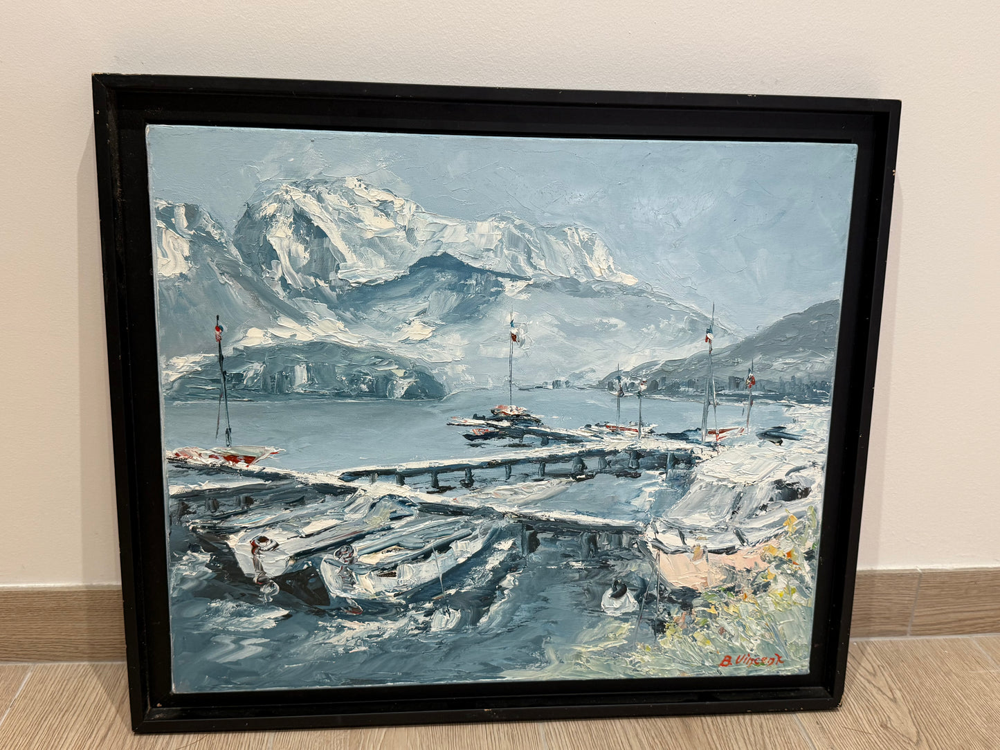 Tableau – “Port de Sevrier, Lac d’Annecy” – Bernard Vincent - 55x46