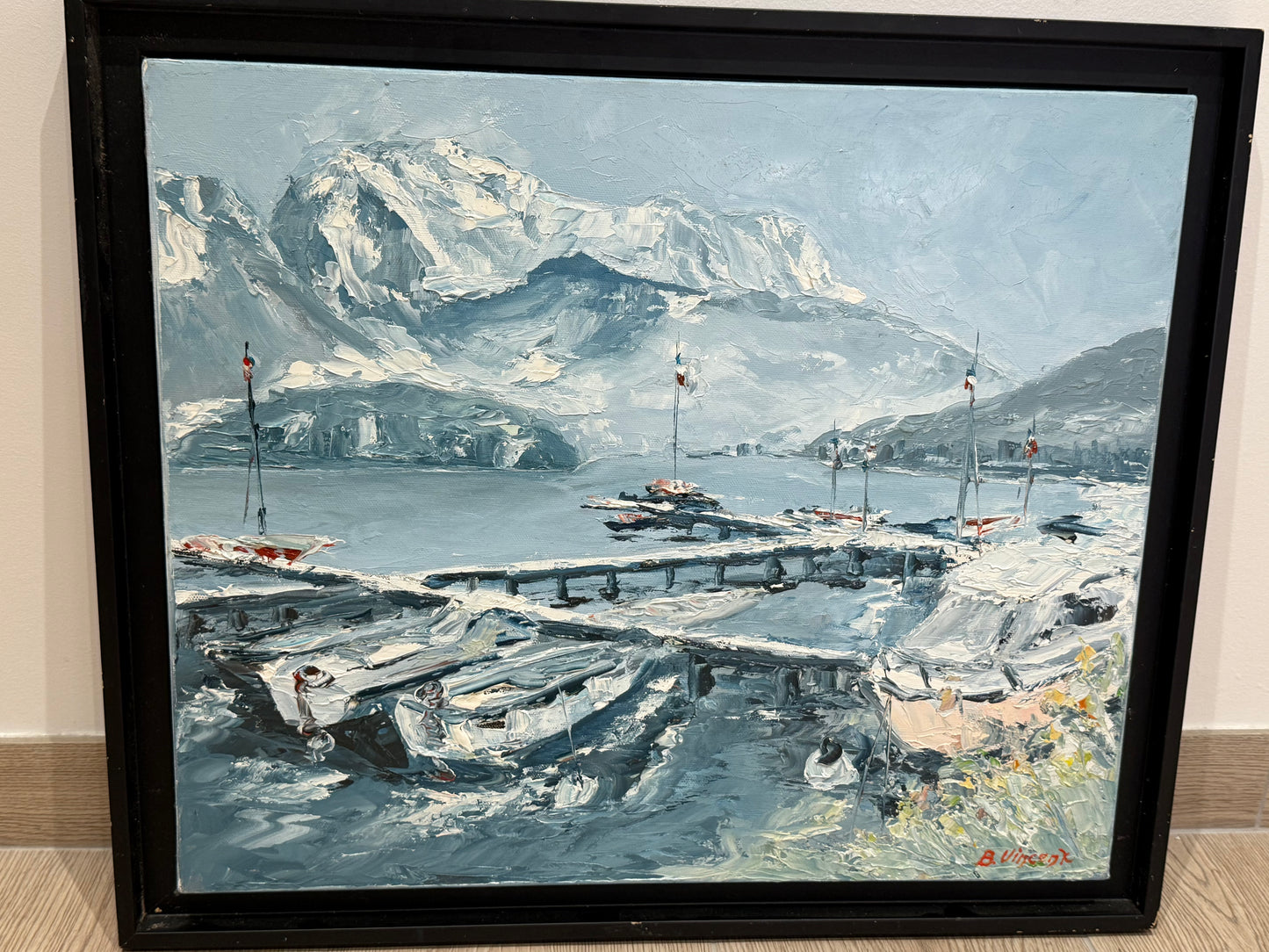 Tableau – “Port de Sevrier, Lac d’Annecy” – Bernard Vincent - 55x46