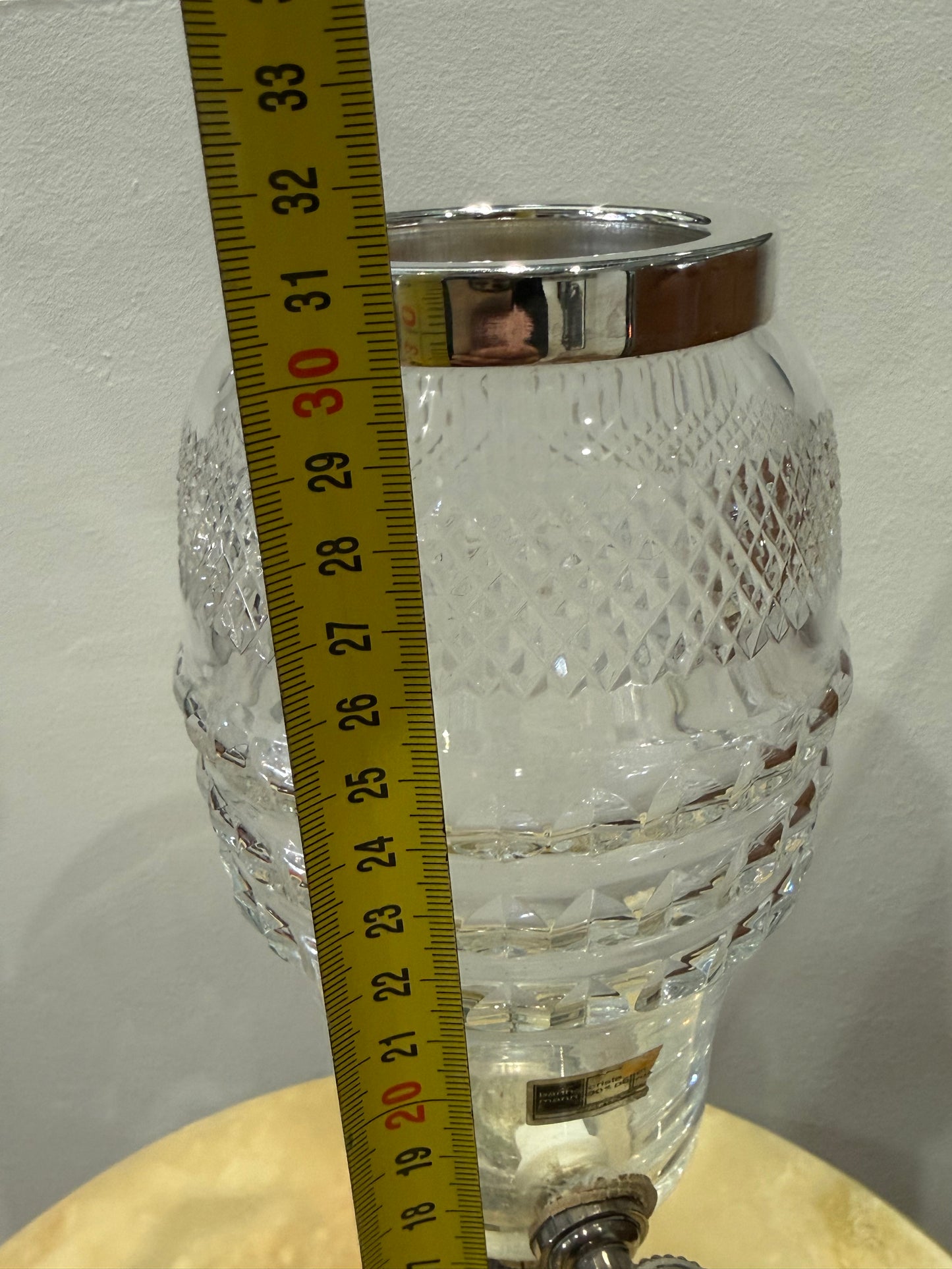 Fontaine à absinthe en cristal taillé et métal argenté – Barthmann