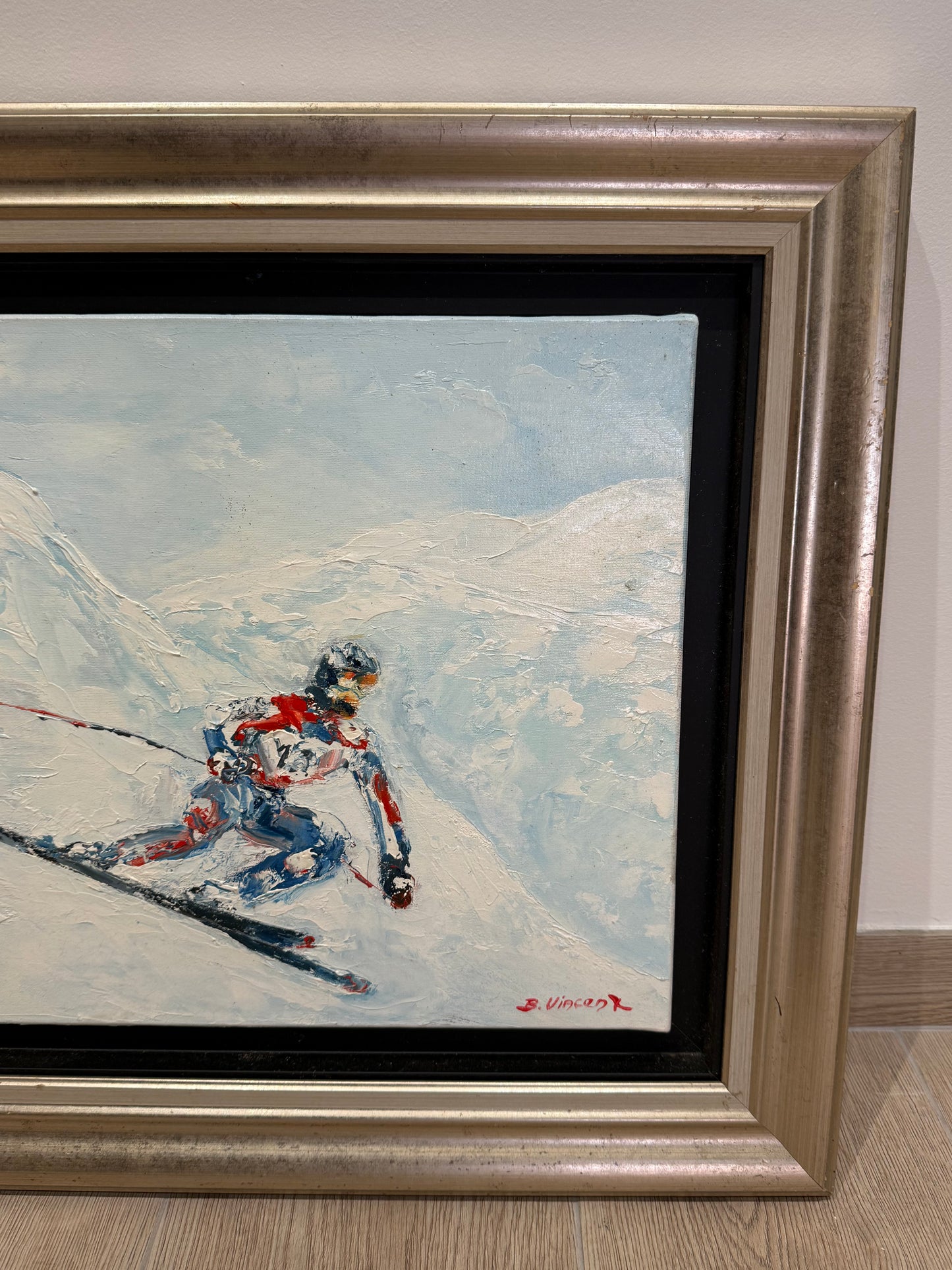 Tableau – “Tous Schuss, Skieur de Méribel” – Bernard Vincent - 46x39
