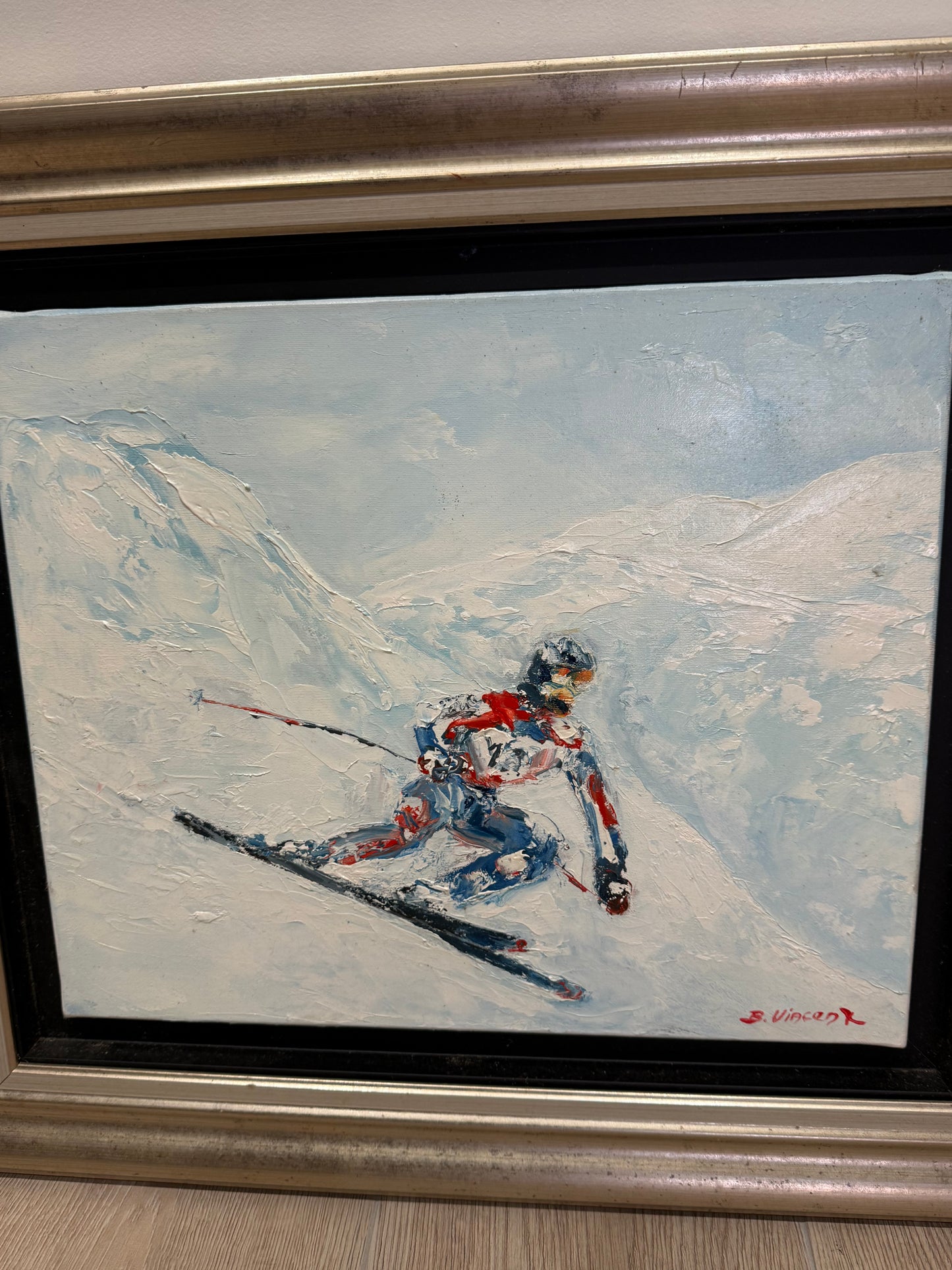 Tableau – “Tous Schuss, Skieur de Méribel” – Bernard Vincent - 46x39