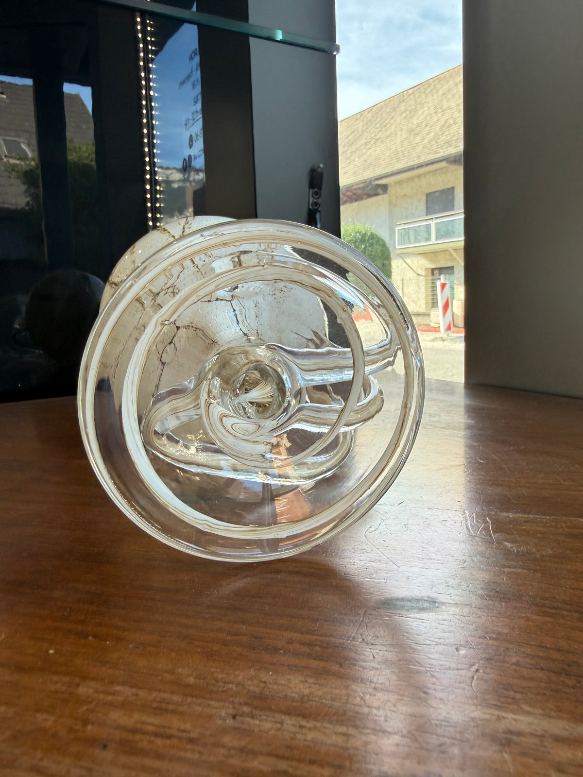 Lampe à huile sculpturale « Jellyfish » en verre soufflé marbré – Józefina Krosno, Pologne (c. 1980)