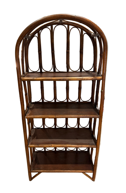Étagère vintage en rotin - 4 niveaux - Made in Sri Lanka