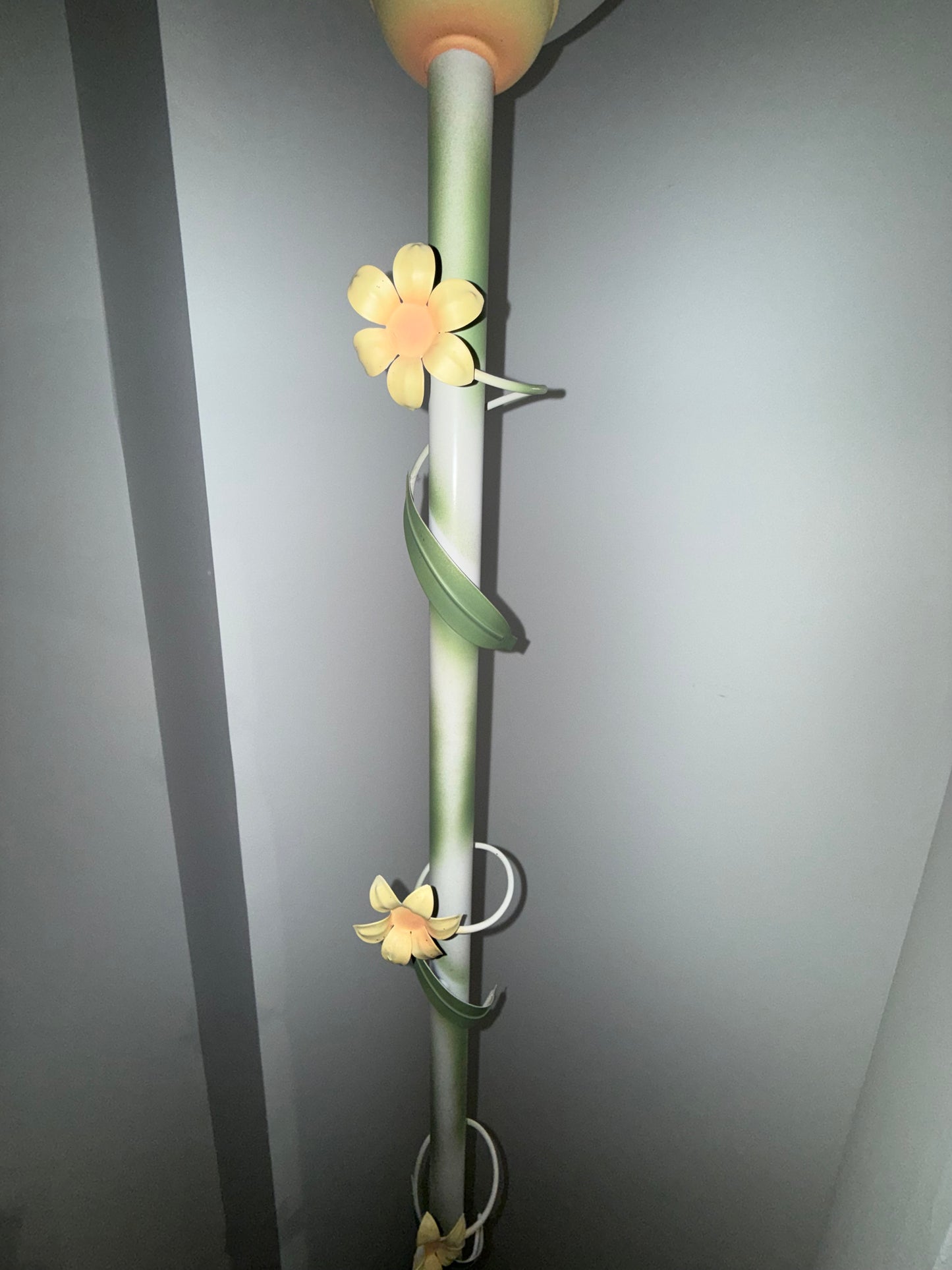 Lampadaire décoratif floral en verre marbré – Style Art Nouveau – Années 1980/1990