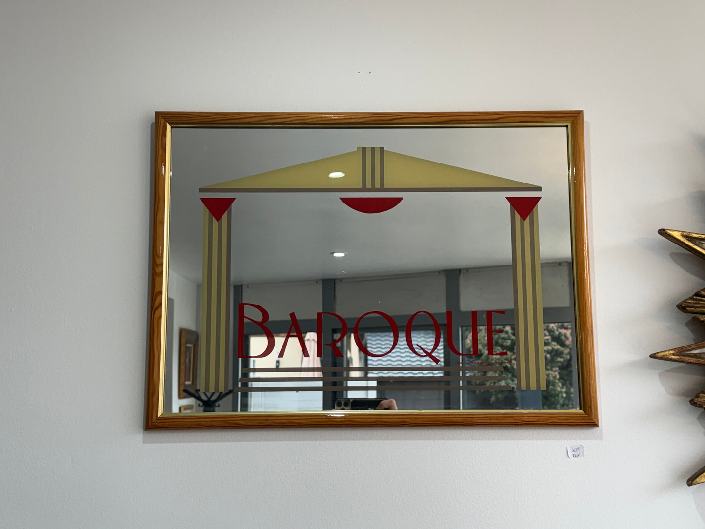 Miroir publicitaire vintage « Baroque » – Composition graphique Art déco, années 1930–1950