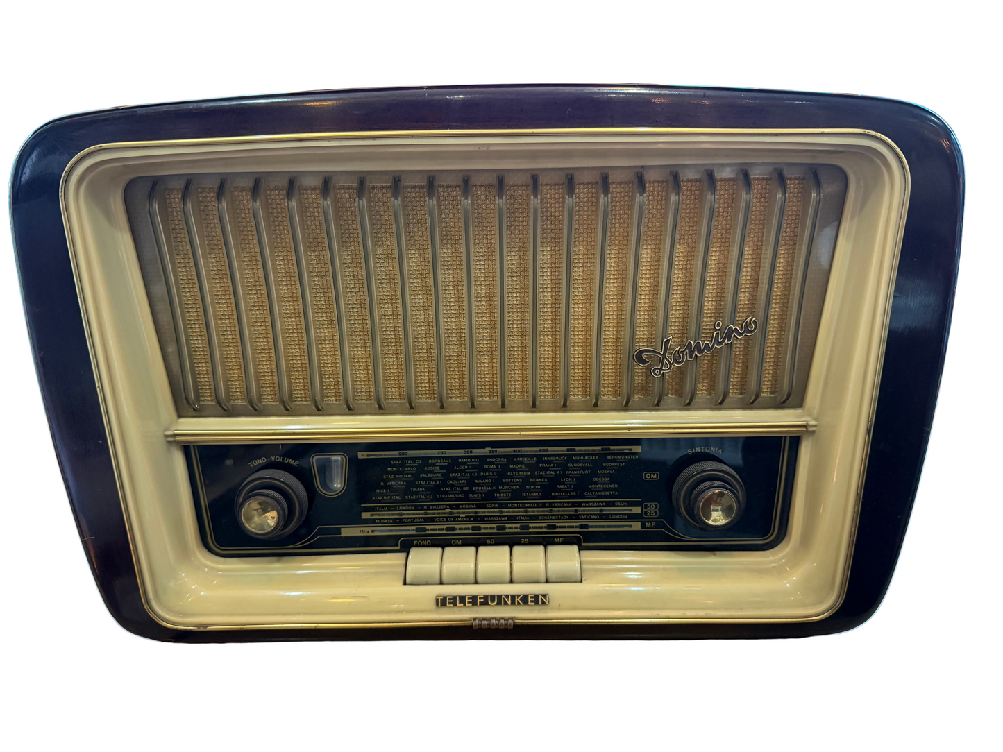 Radio à lampes Telefunken Domino – Bois & Bakélite – Années 50
