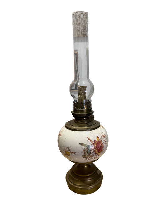 Lampe à Pétrole Vintage Kosmos – Verre Décoré & Laiton