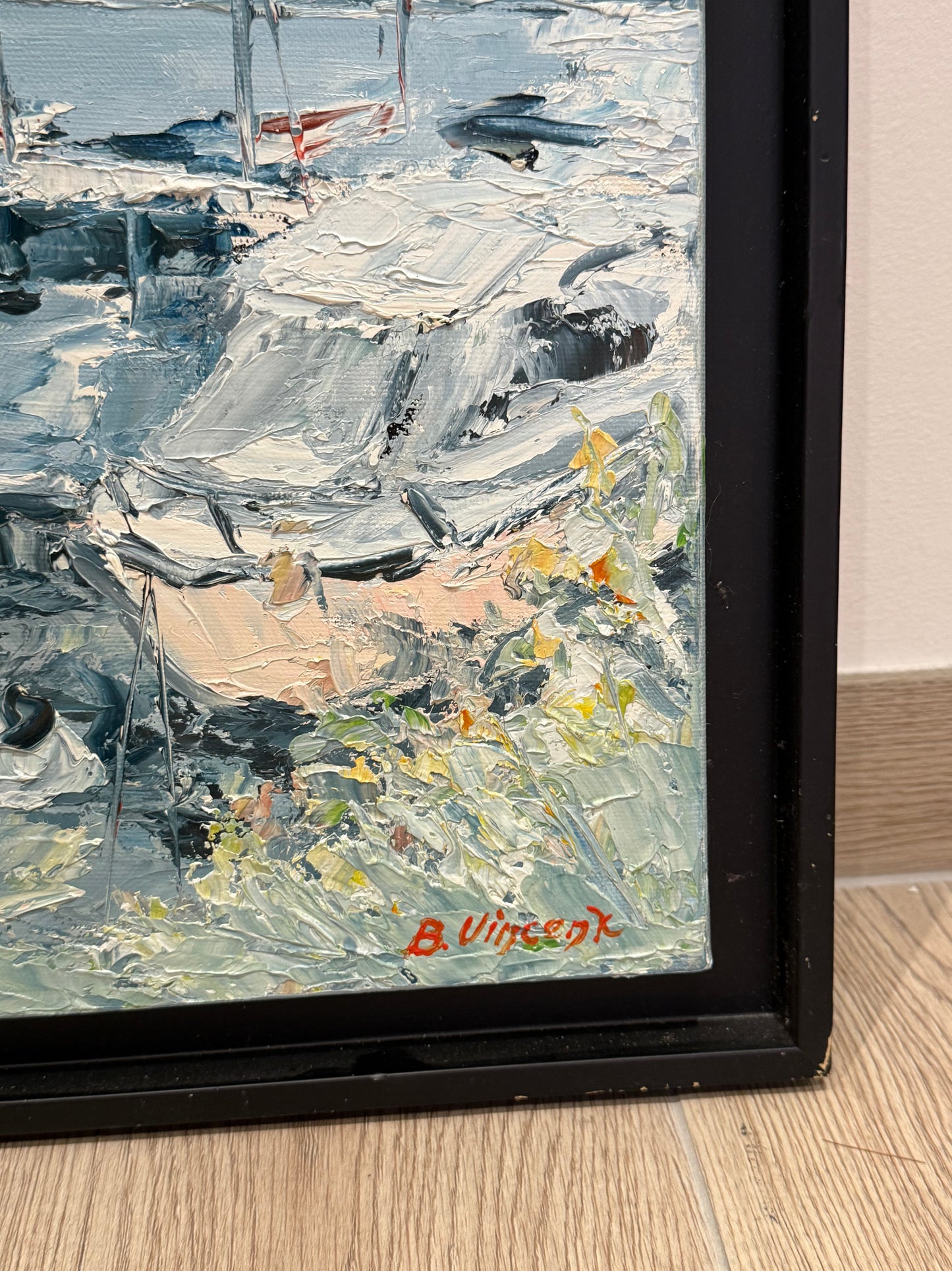 Tableau – “Port de Sevrier, Lac d’Annecy” – Bernard Vincent - 55x46