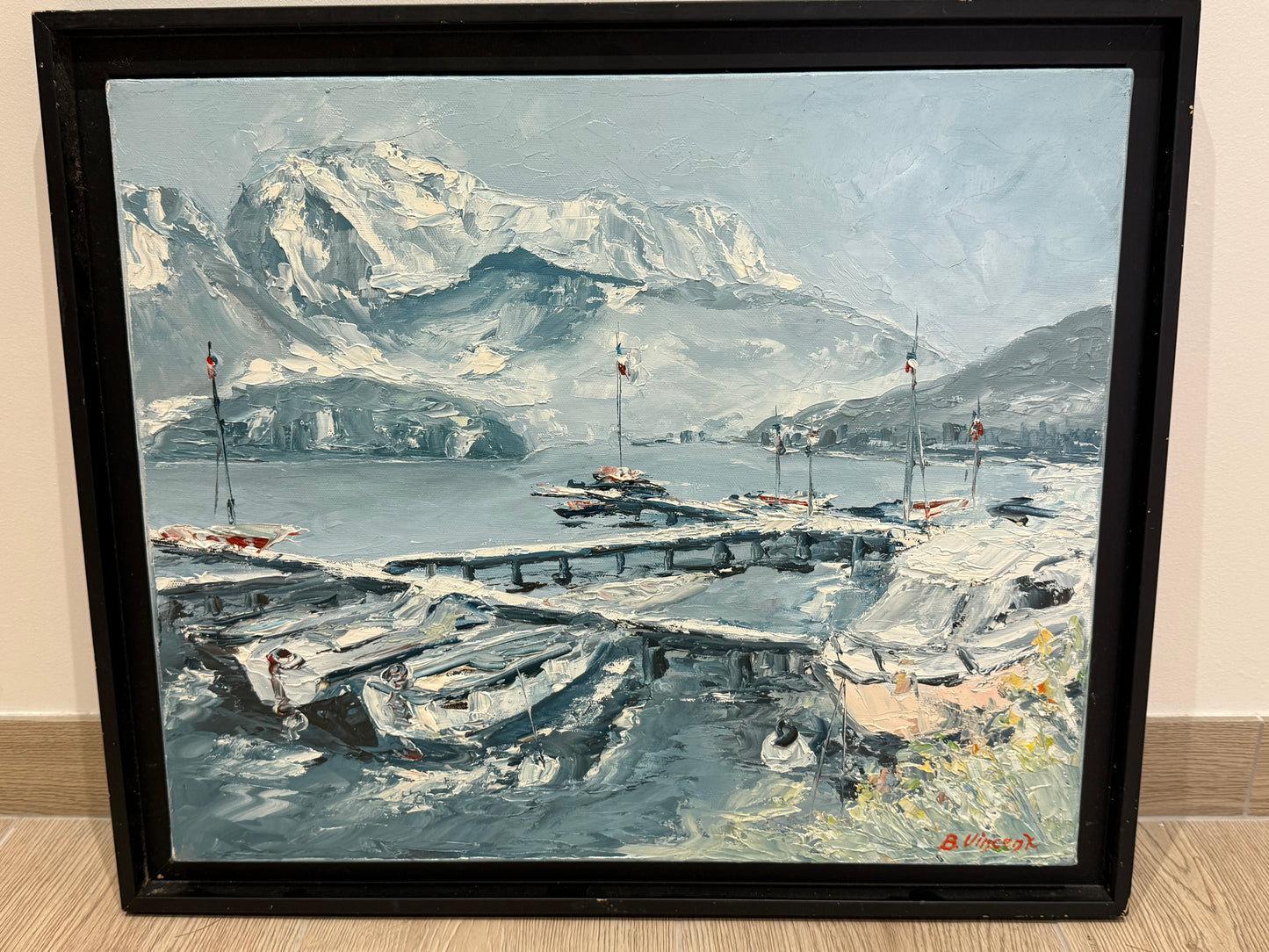 Tableau – “Port de Sevrier, Lac d’Annecy” – Bernard Vincent - 55x46