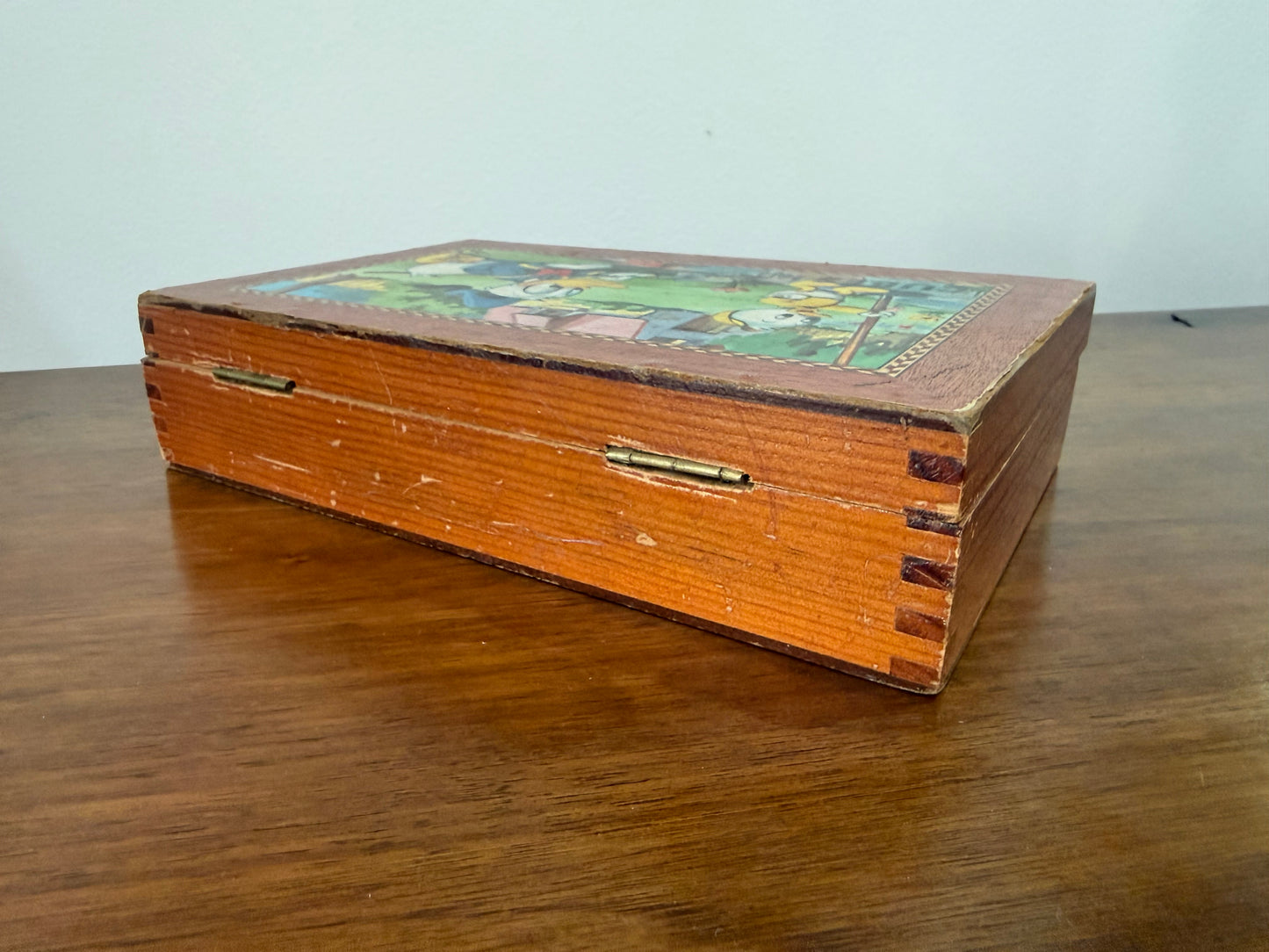 Jeu de cubes puzzle Disney vintage en bois – Mickey, Donald, Pluto et les neveux – Coffret ancien