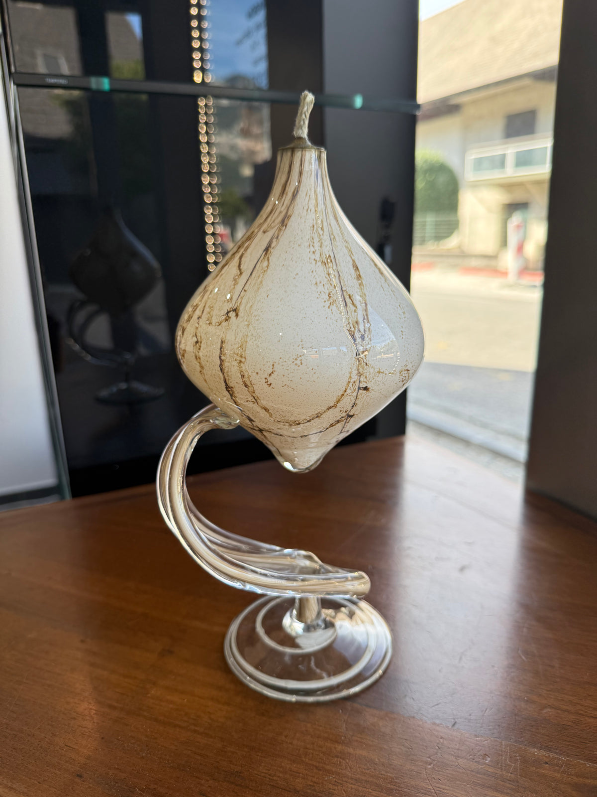 Lampe à huile sculpturale « Jellyfish » en verre soufflé marbré – Józefina Krosno, Pologne (c. 1980)