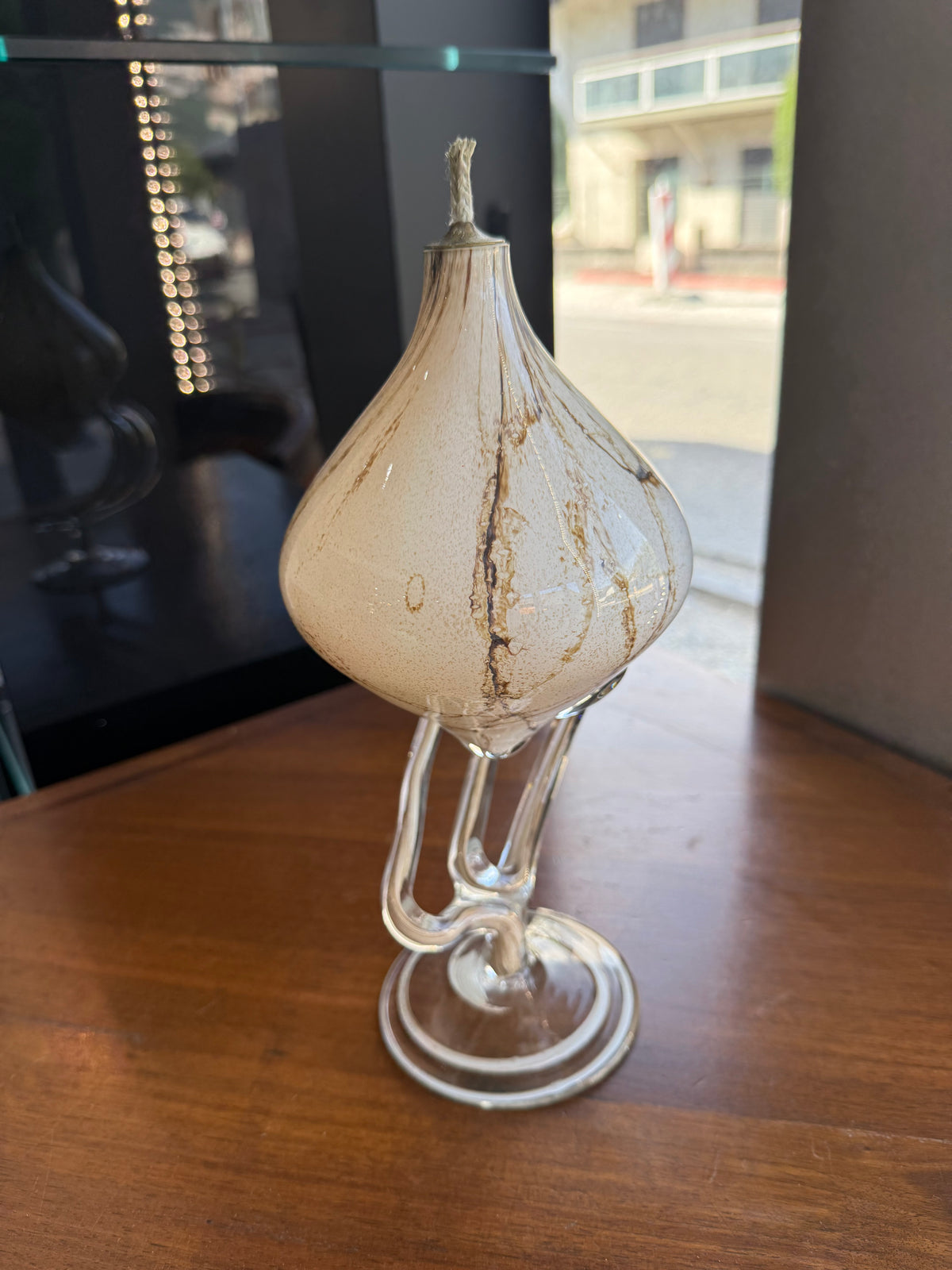 Lampe à huile sculpturale « Jellyfish » en verre soufflé marbré – Józefina Krosno, Pologne (c. 1980)