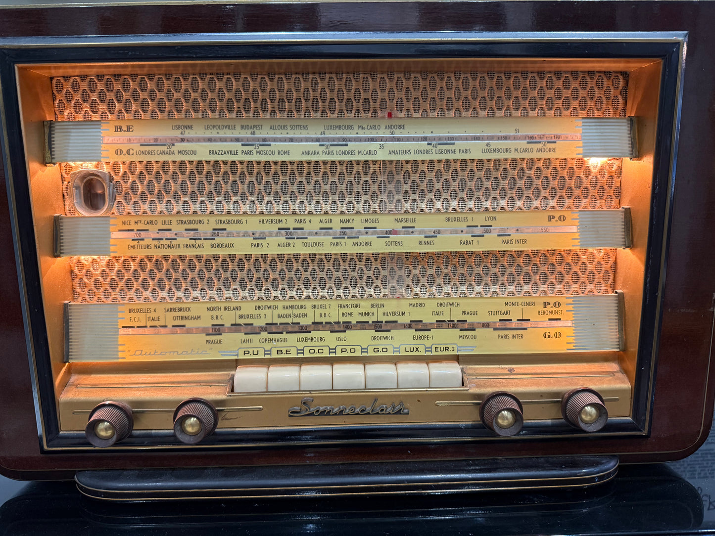 Radio TSF vintage SONNECLAIR à lampes – Multibandes – France – Années 1950
