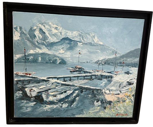 Tableau – “Port de Sevrier, Lac d’Annecy” – Bernard Vincent - 55x46