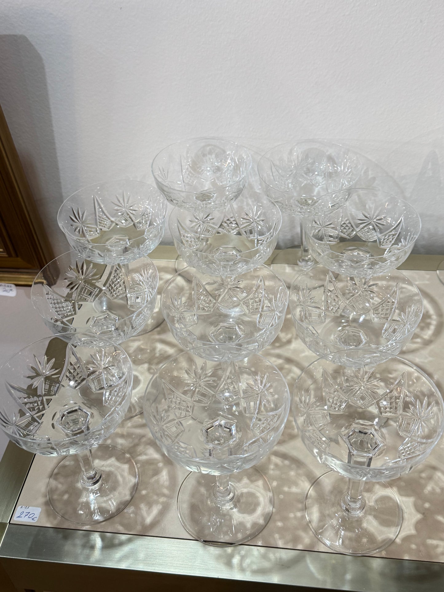 Lot de 11 Coupes à Champagne en Cristal Taillé – 12 cm