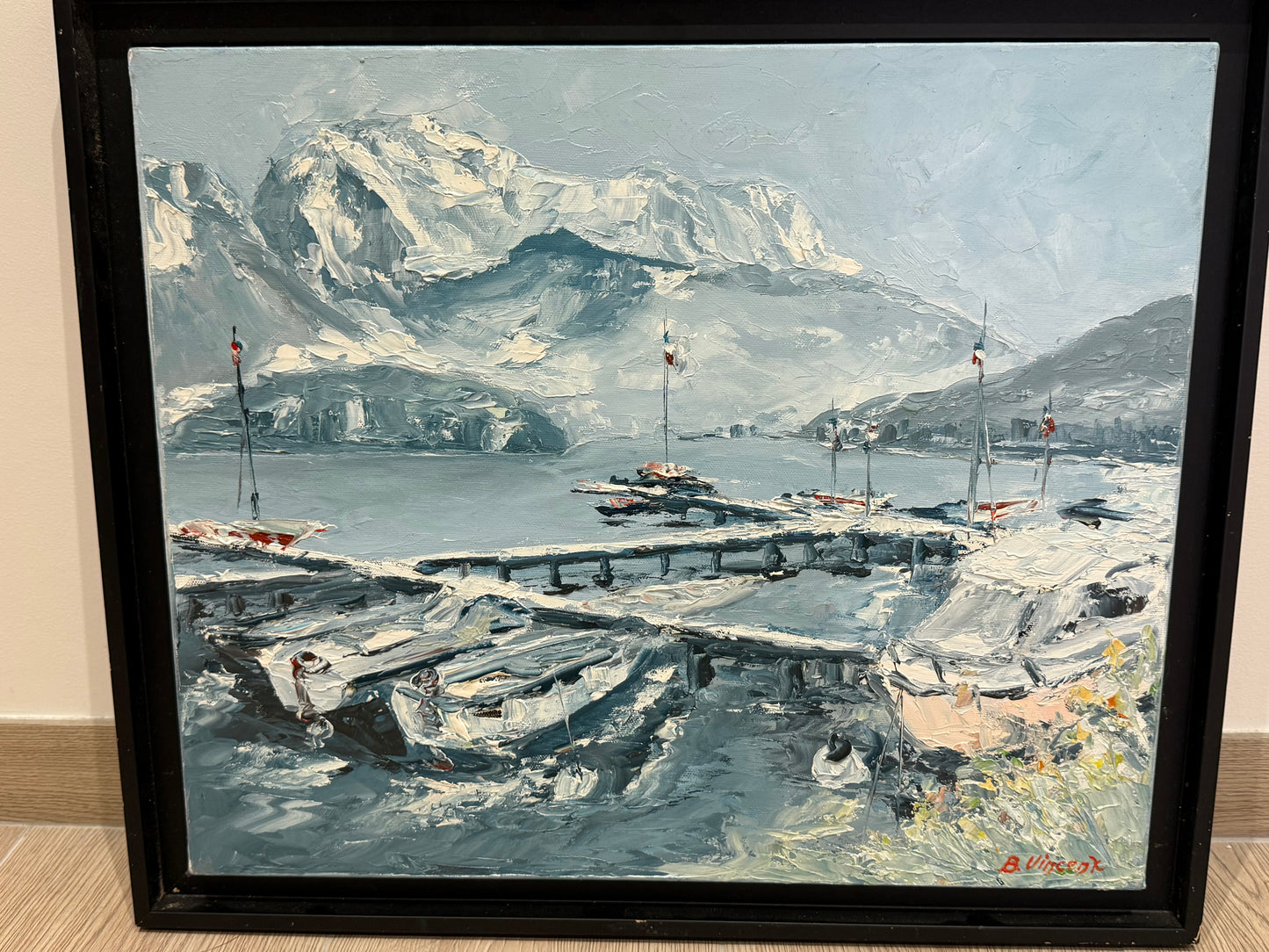 Tableau – “Port de Sevrier, Lac d’Annecy” – Bernard Vincent - 55x46