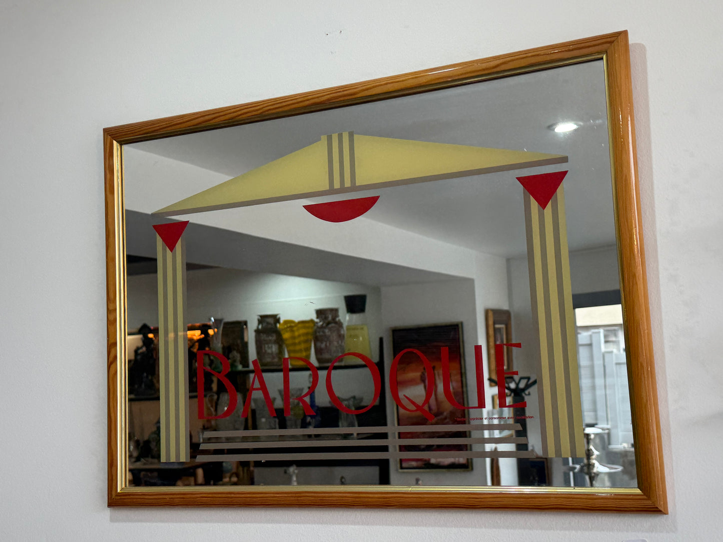 Miroir publicitaire vintage « Baroque » – Composition graphique Art déco, années 1930–1950