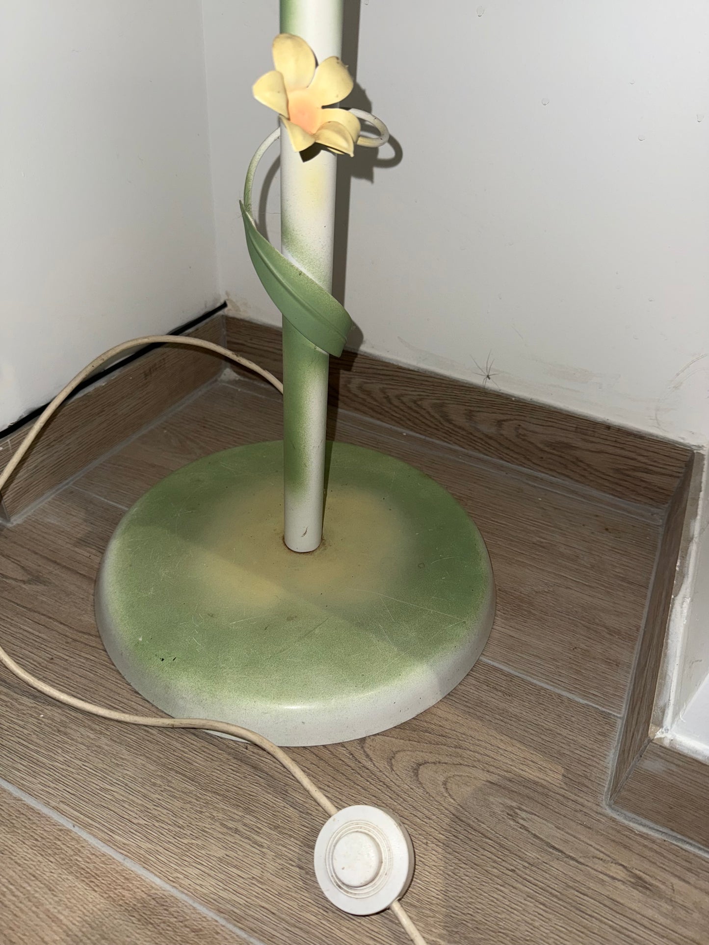 Lampadaire décoratif floral en verre marbré – Style Art Nouveau – Années 1980/1990